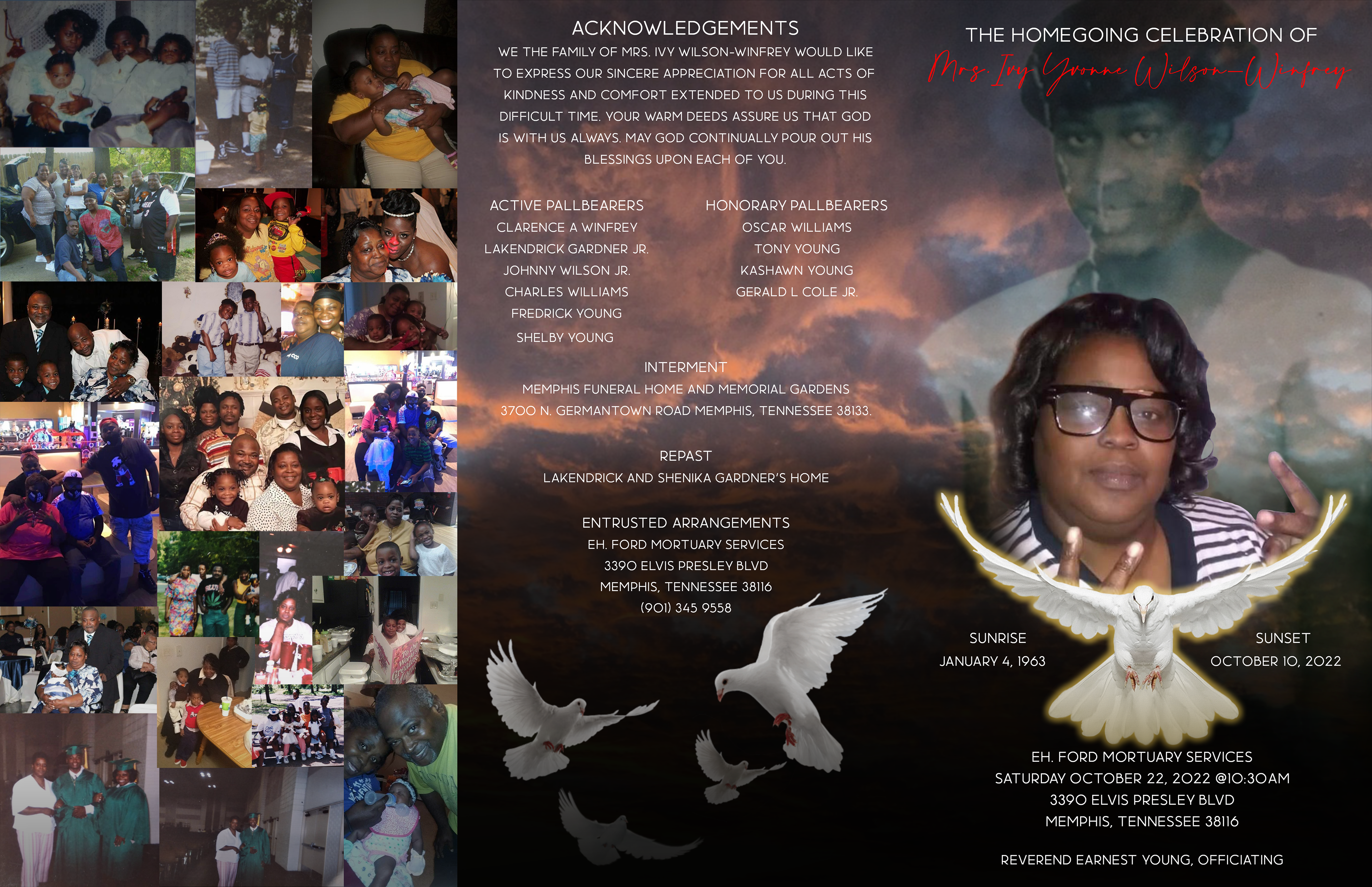 Inside /Back/Front Homegoing Program for Mrs. Ivy Winfrey