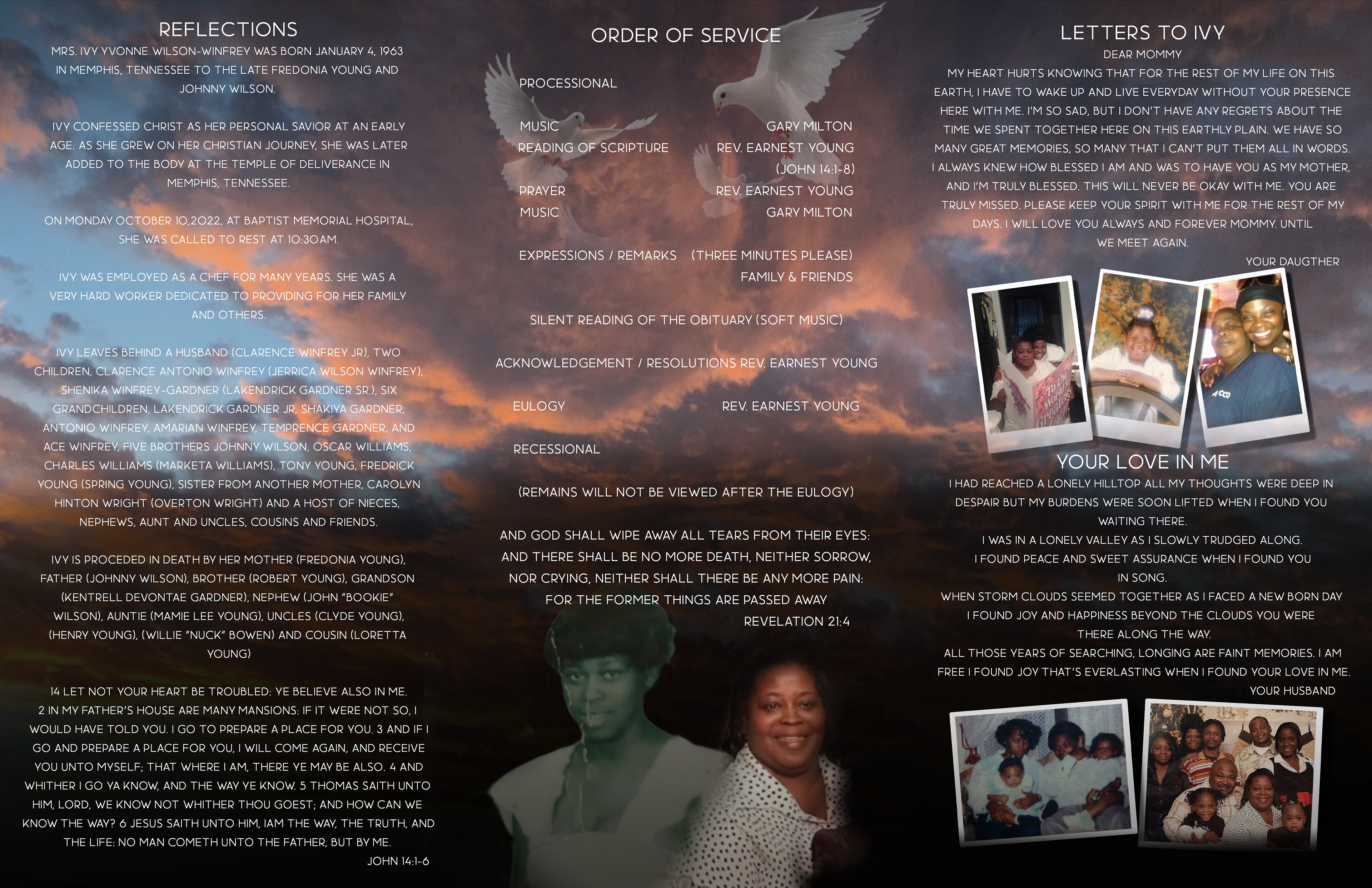 Inside of Homegoing Program for Mrs. Ivy Winfrey