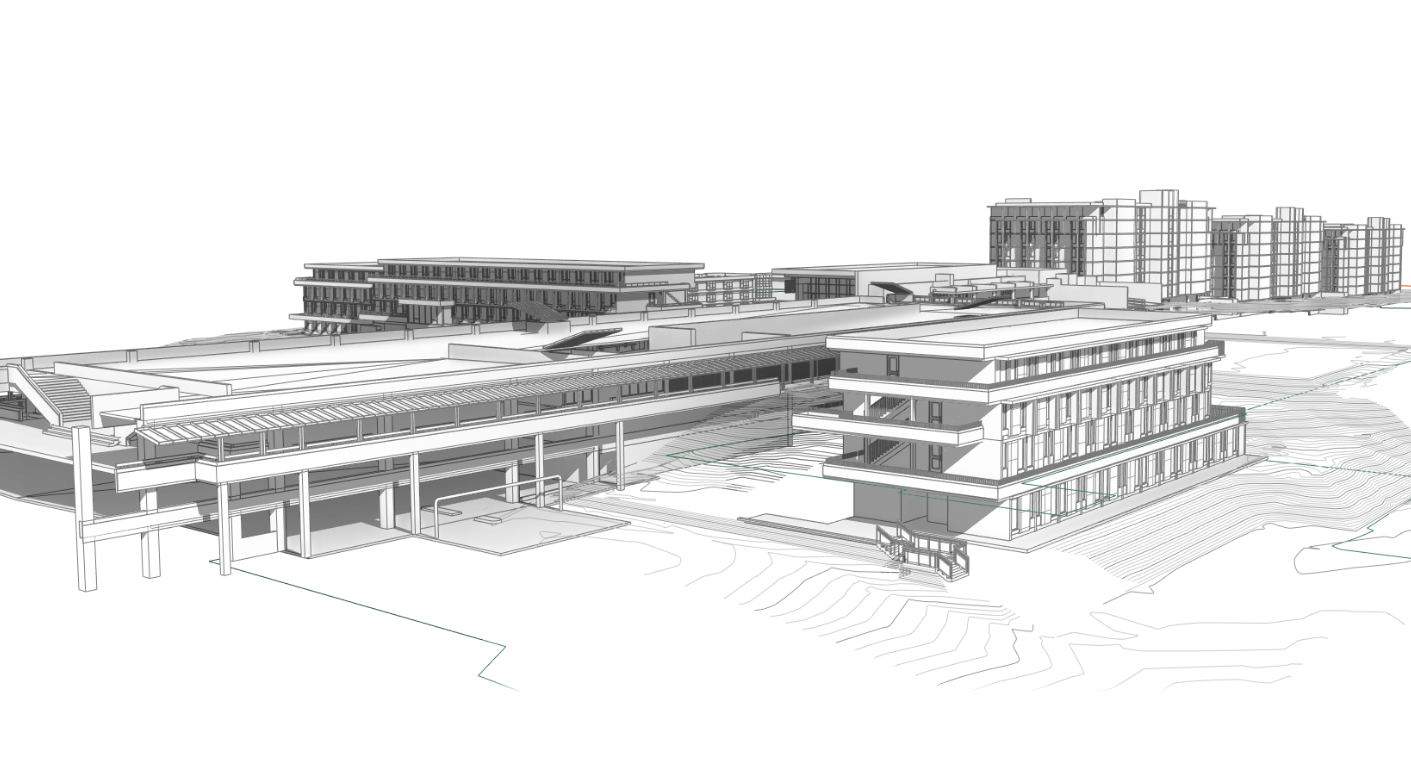 Residences and parking lot