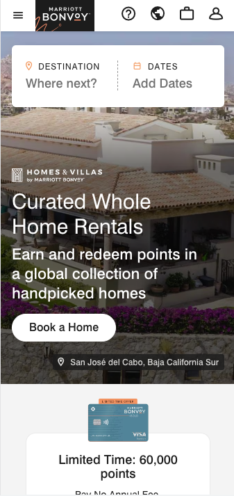 Marriott Mobile Homepage