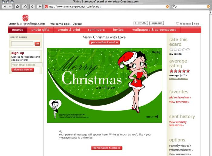 Betty Boop Licensed Ecard