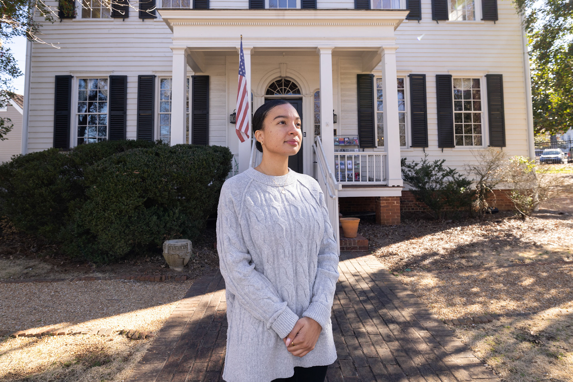 Denise Sunta poses for a photo outside the Historic Athens Welcome Center on Monday, Jan. 19, 2026. Sunta joined Historic Athens in 2024 and is its senior director of operations. (Photo/Evan Frilingos; @frilingos.photos)