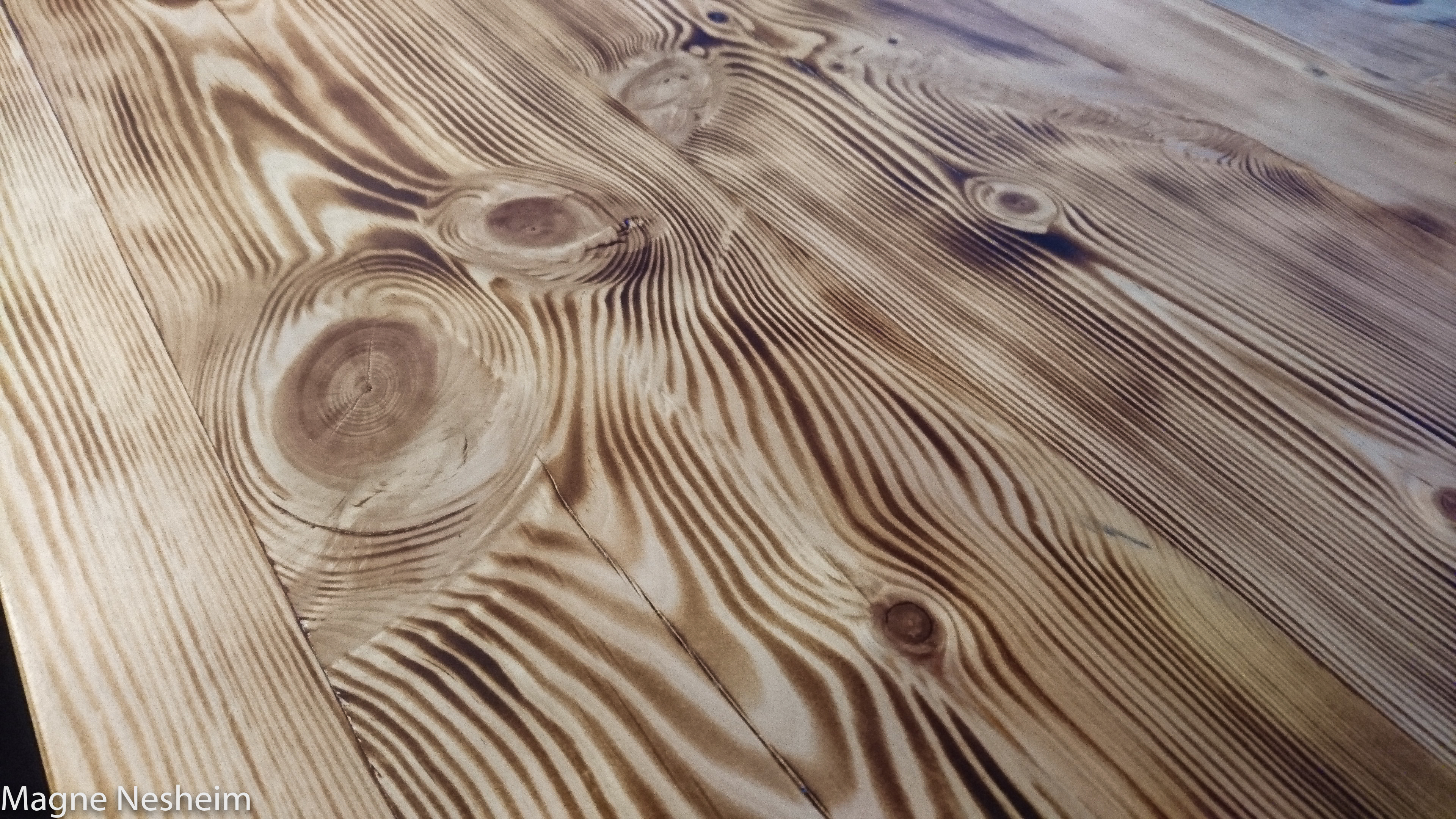 Flame treated pine