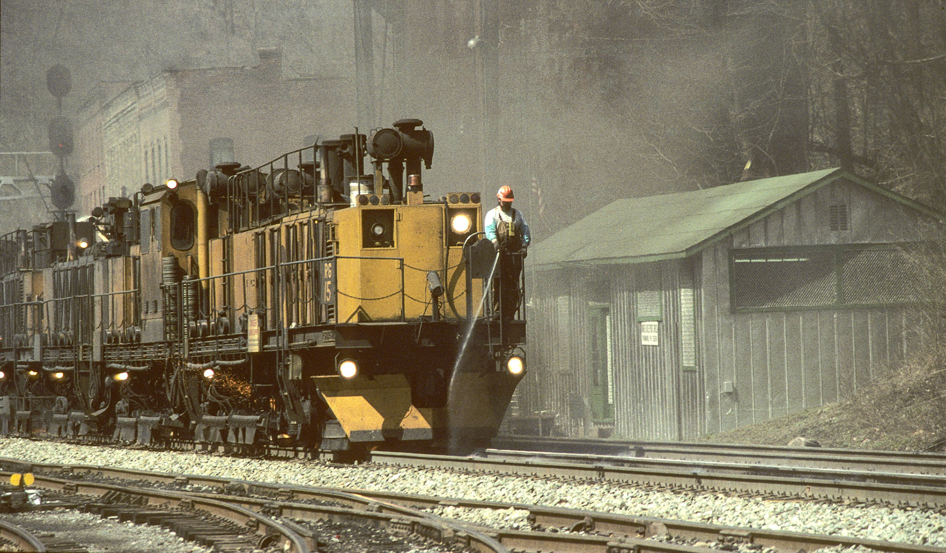 CSX (C&O), New River S.D., Thurmond, WV; 3/24/1992 Loram rail grinder