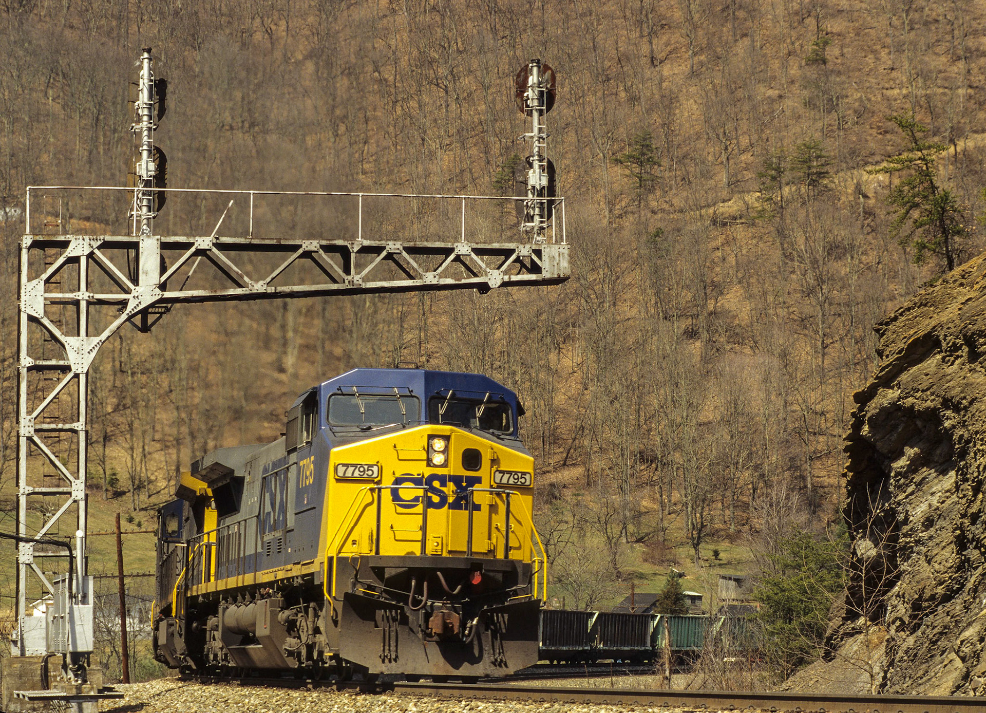 CSX (C&O), Huntington Div., Alleghany S.D., Tuckahoe, WV, 3/20/1994 e/b coal, noon