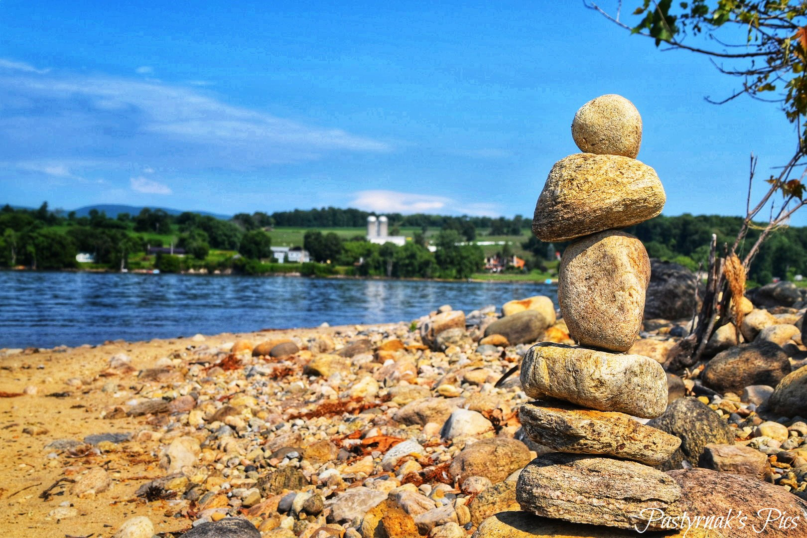 Rocks stacked at Lake Sacandaga