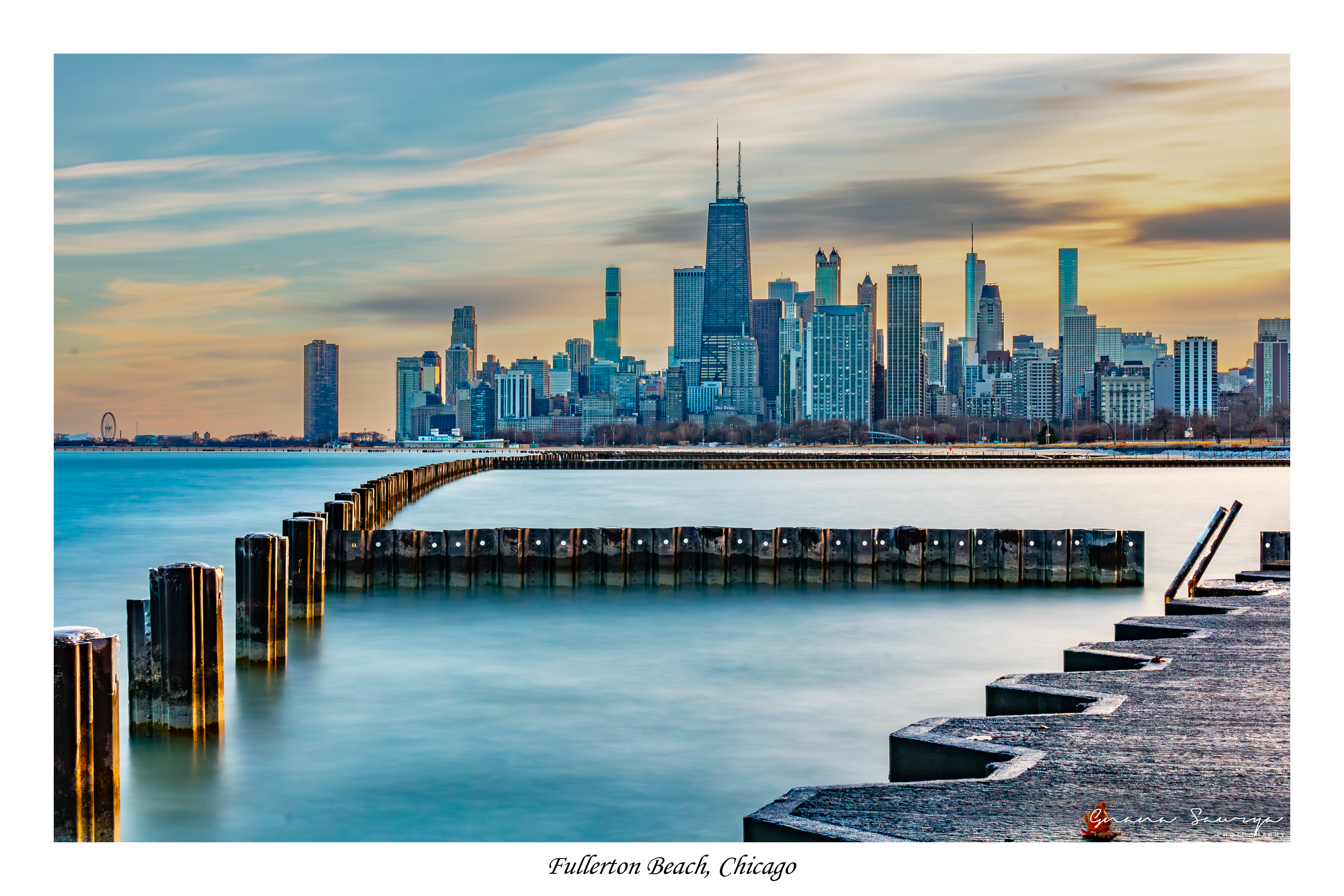 Chicago skyline from Fullerton Beach in the Lincoln Park