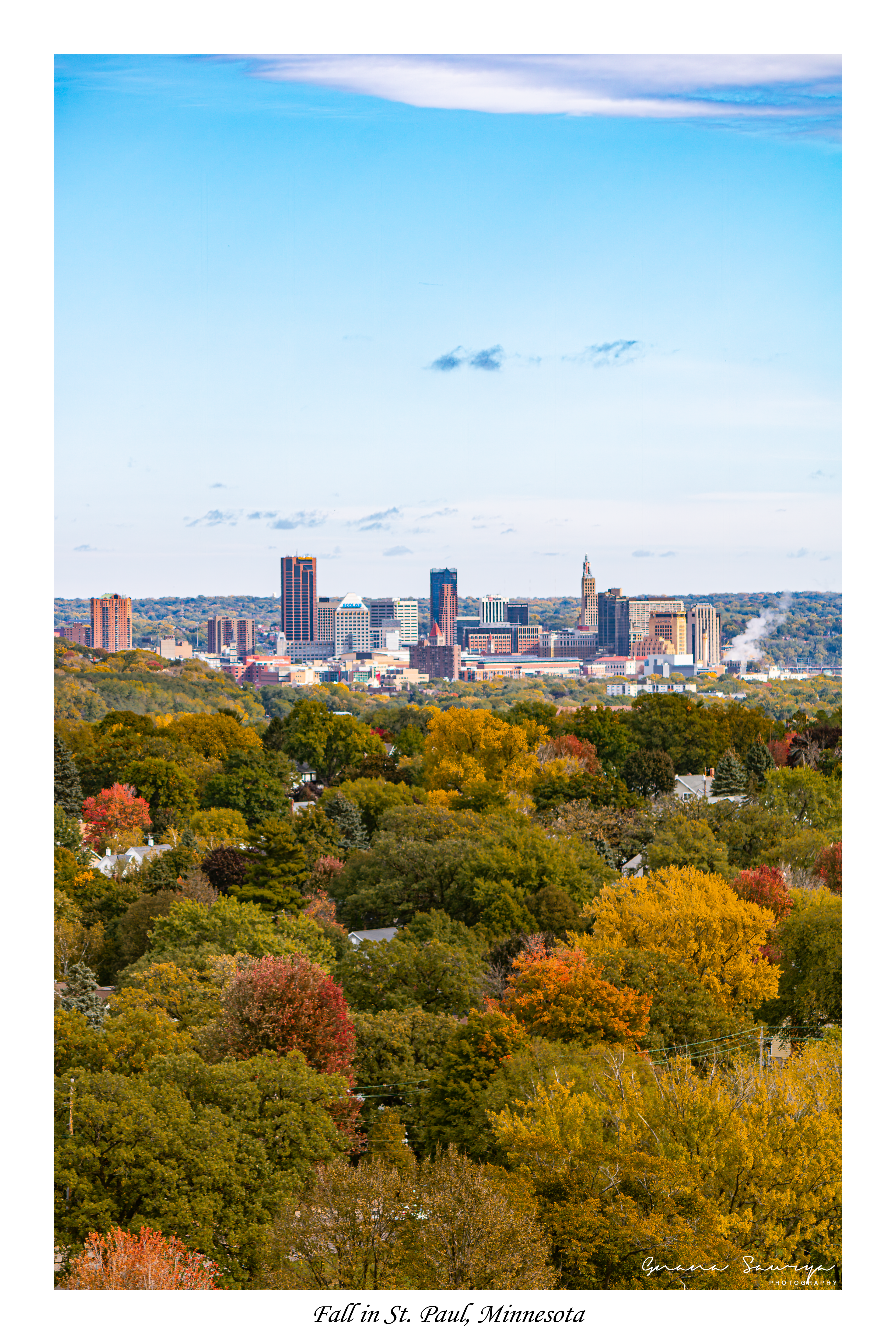 Fall Colors and St. Paul skyline from Highland Park Water Tower