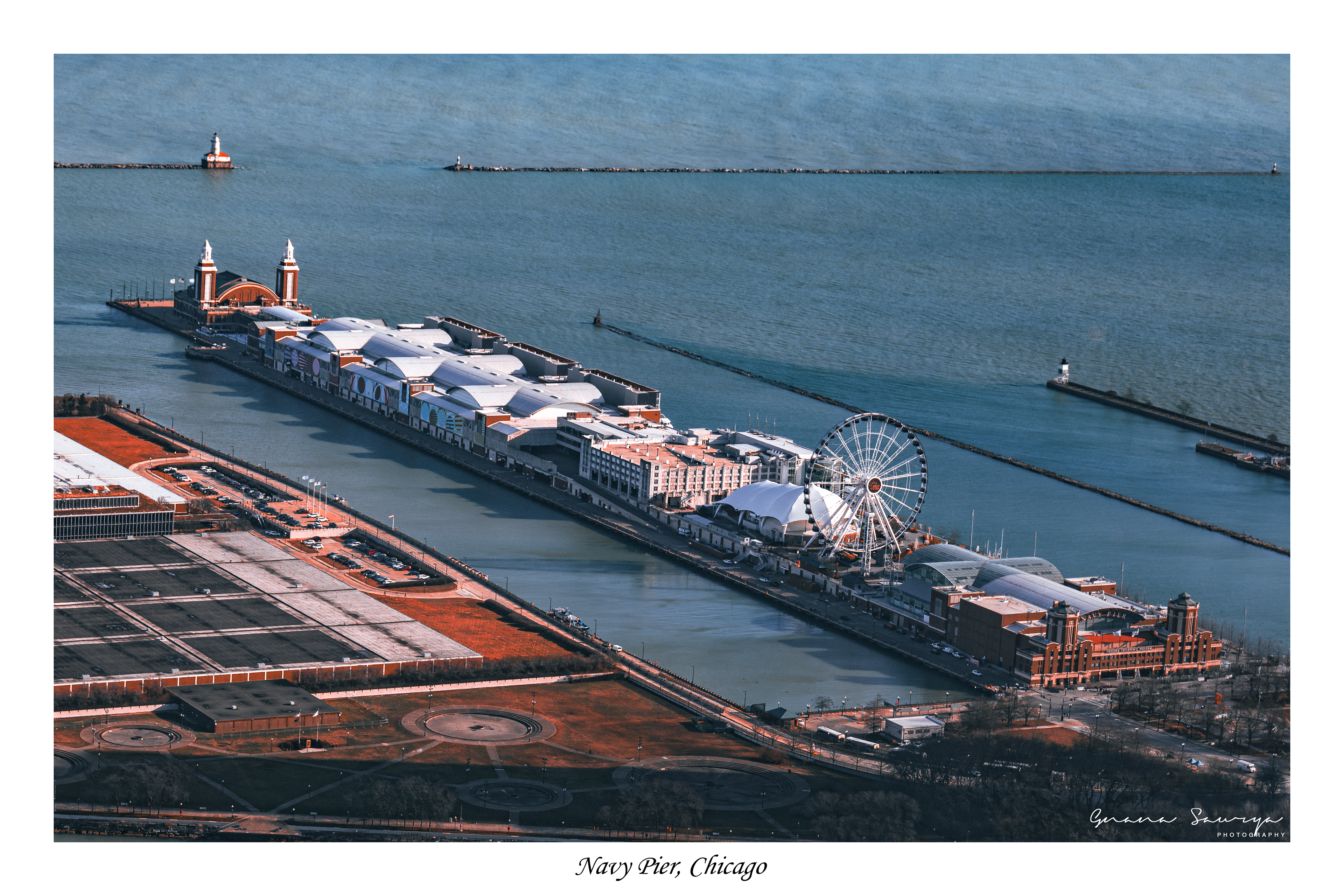 Chicago Navy Pier from the 360 Chicago Observatory in the John Hancock Building
