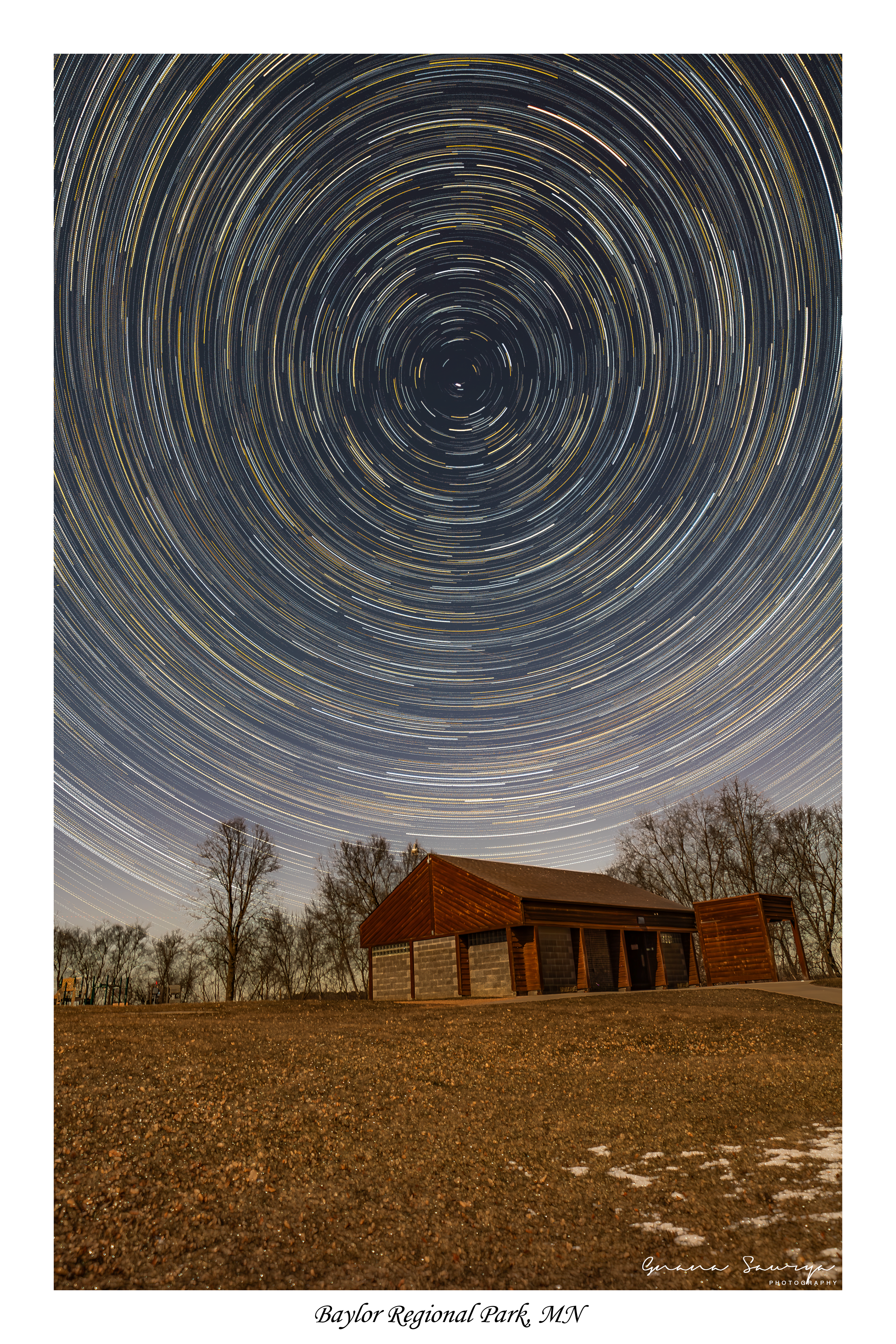 Star Trails around the North Star in Baylor Regional Park, Norwood Young America MN