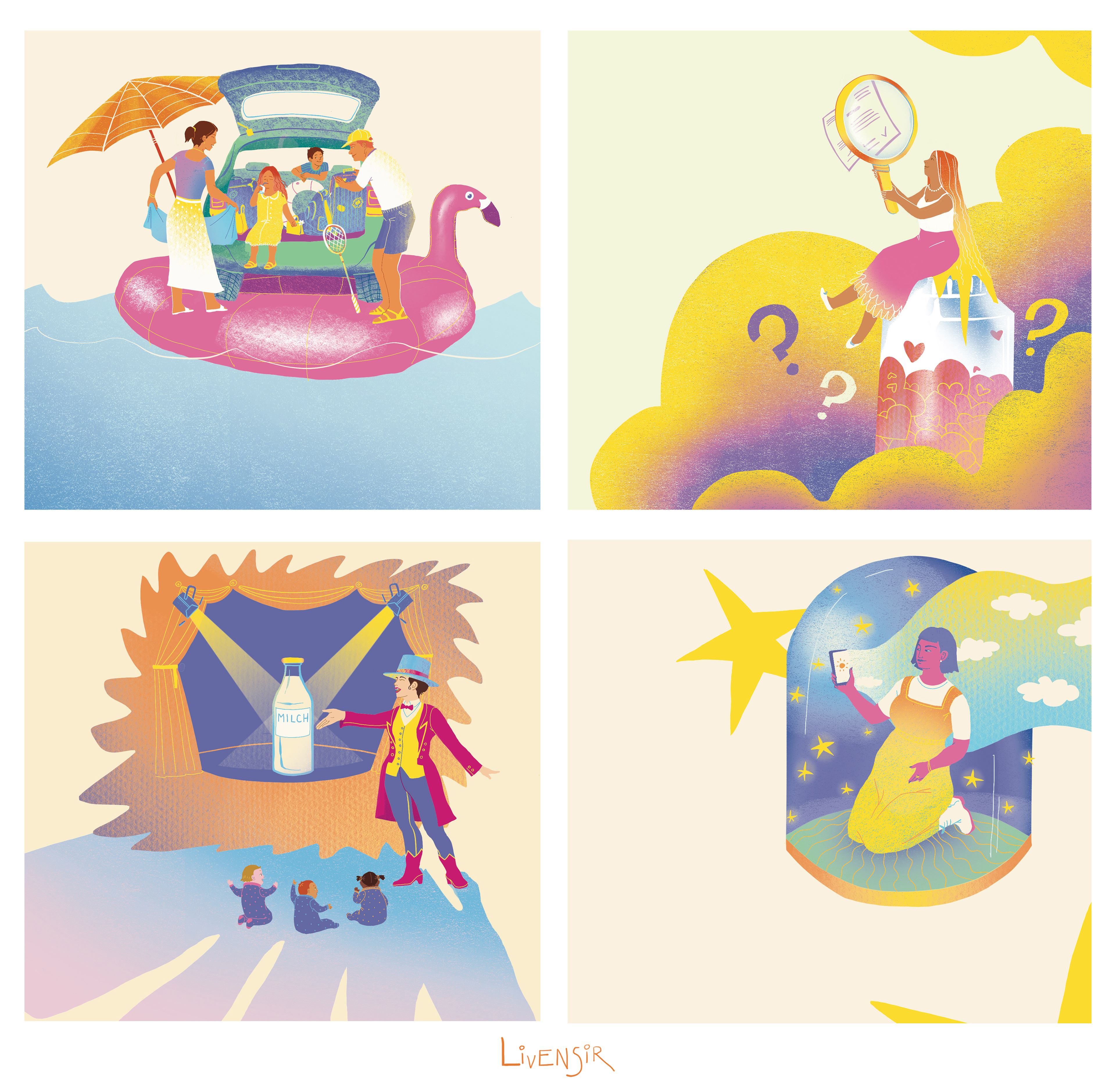 "Family worlds" edition od Brigitte magazine - spot illustrations