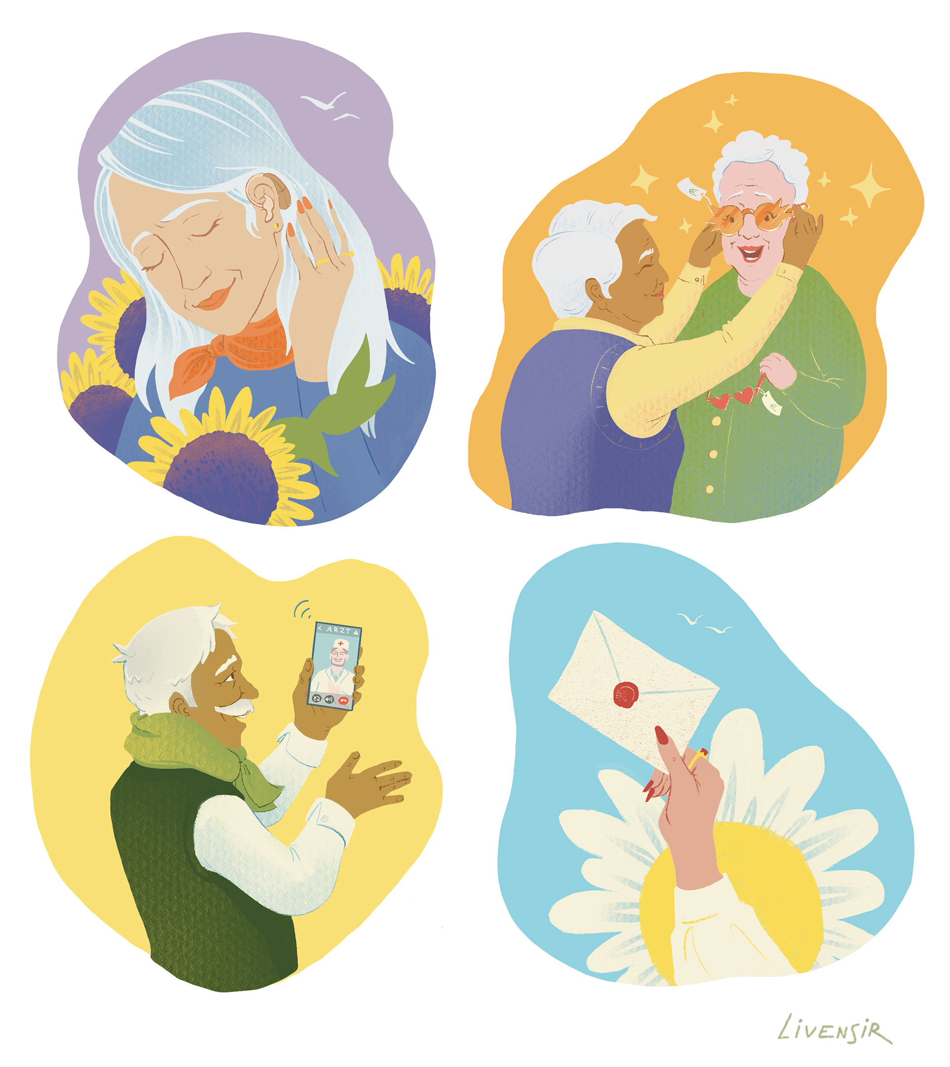 "Glücklich im Alter" Ausgabe vom Stern Magazin - Spot Illustrations 