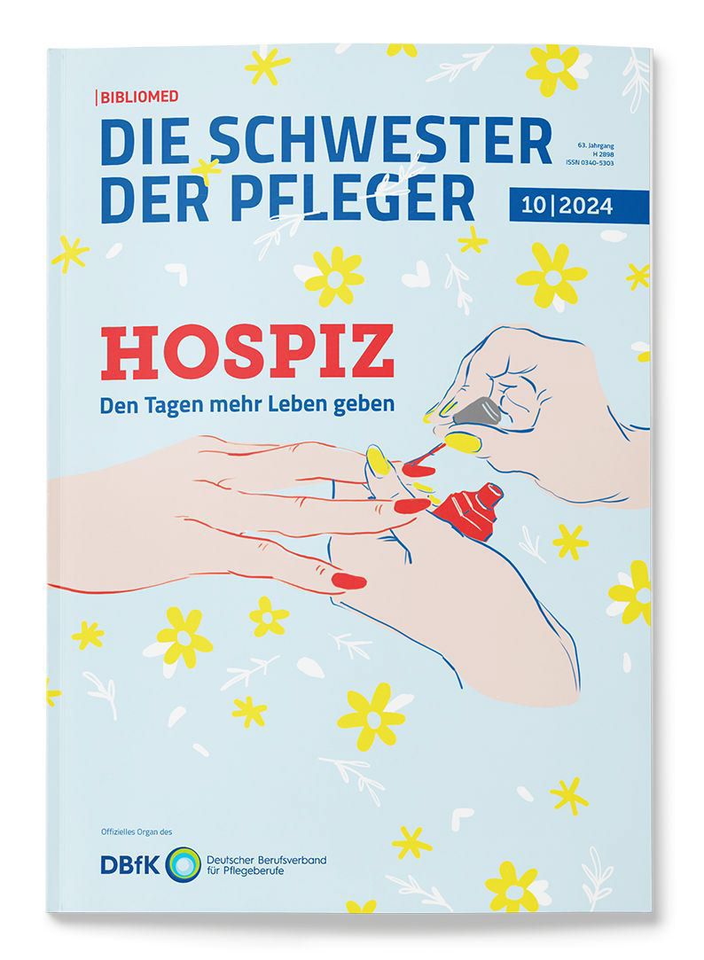 Cover for the "Die Schwester Der Pfleger" magazine, main topic hospice