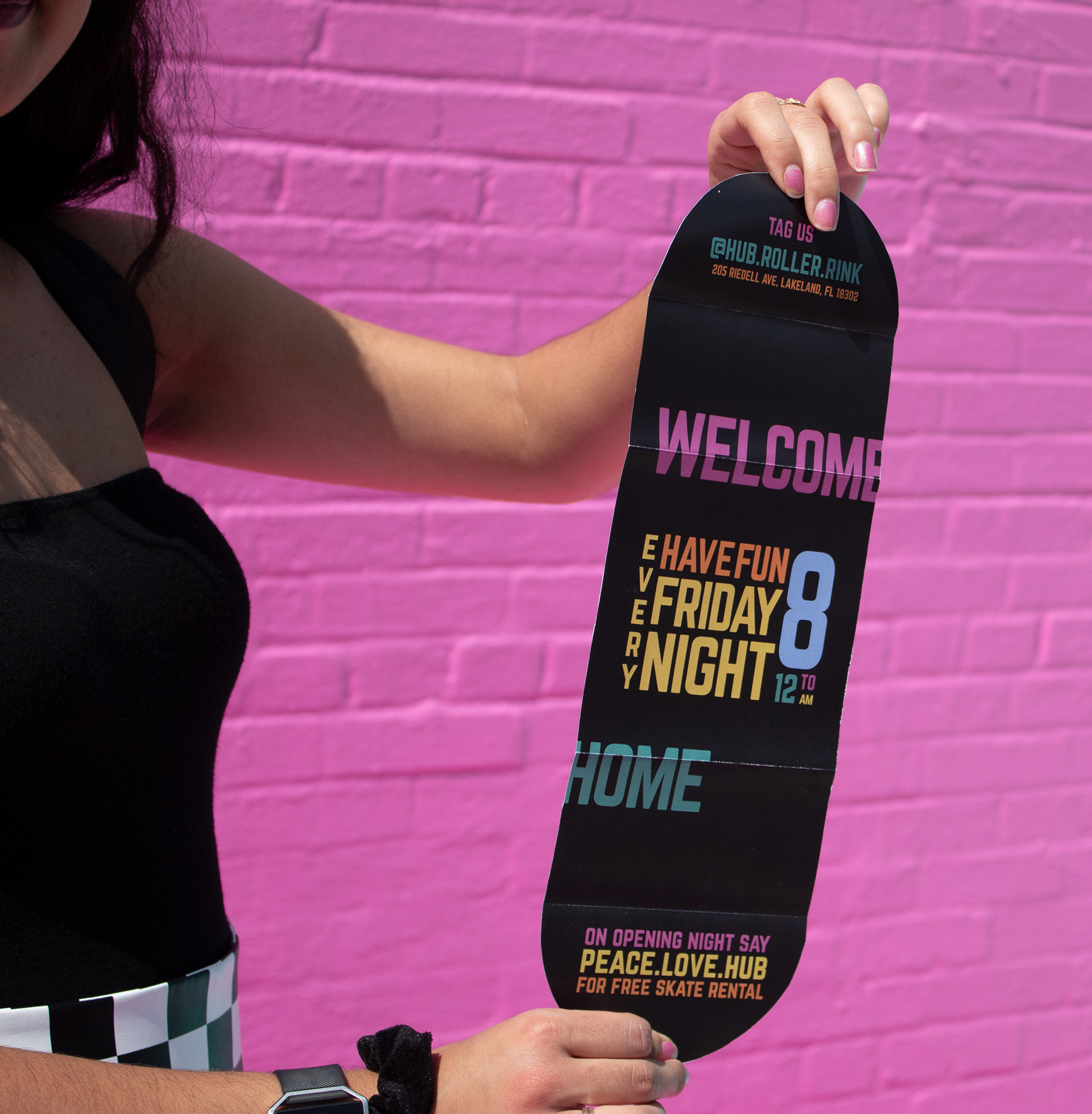 Invitation, exterior unfolded with information about grand opening. 