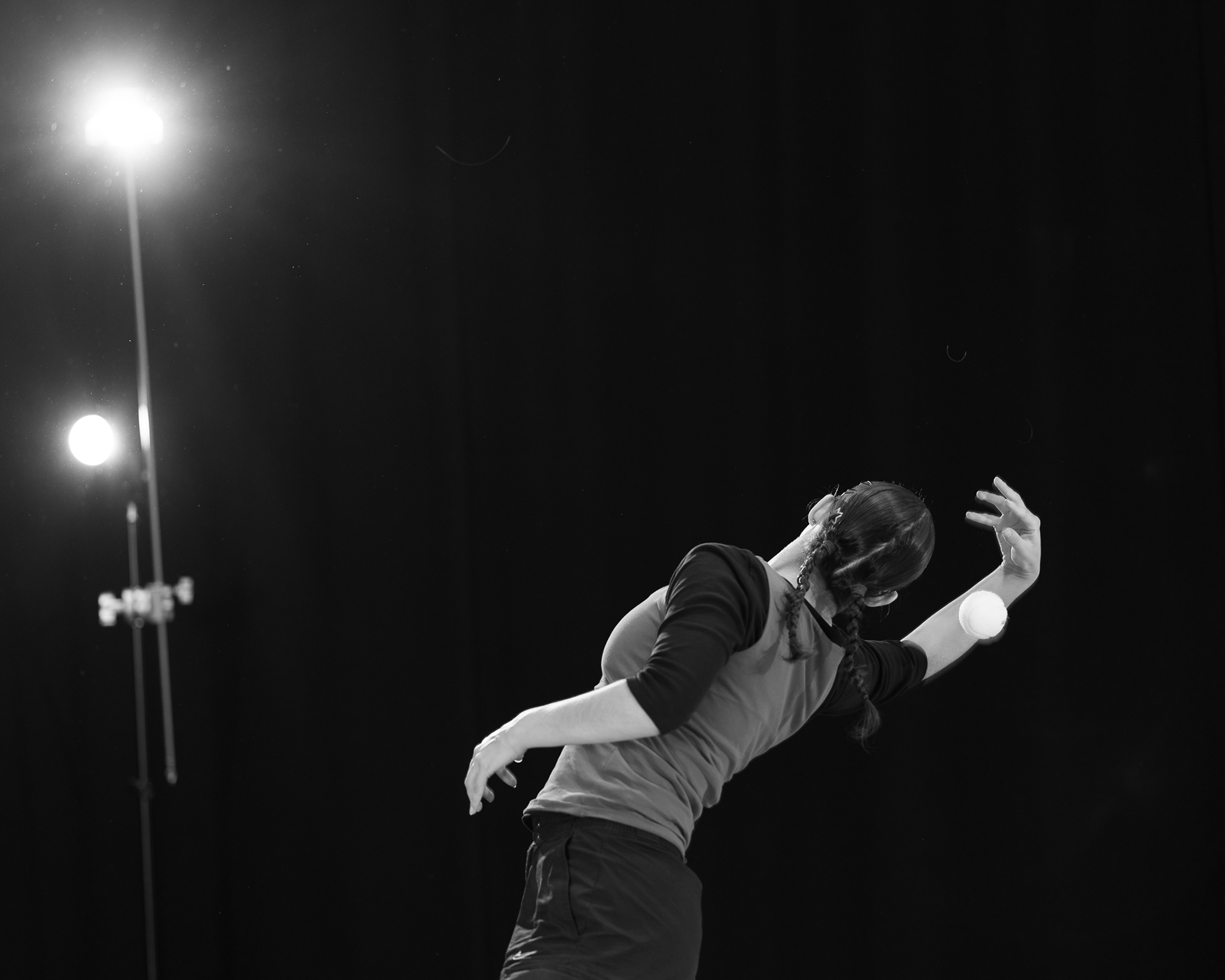 Dancer moves elegantly in workshop