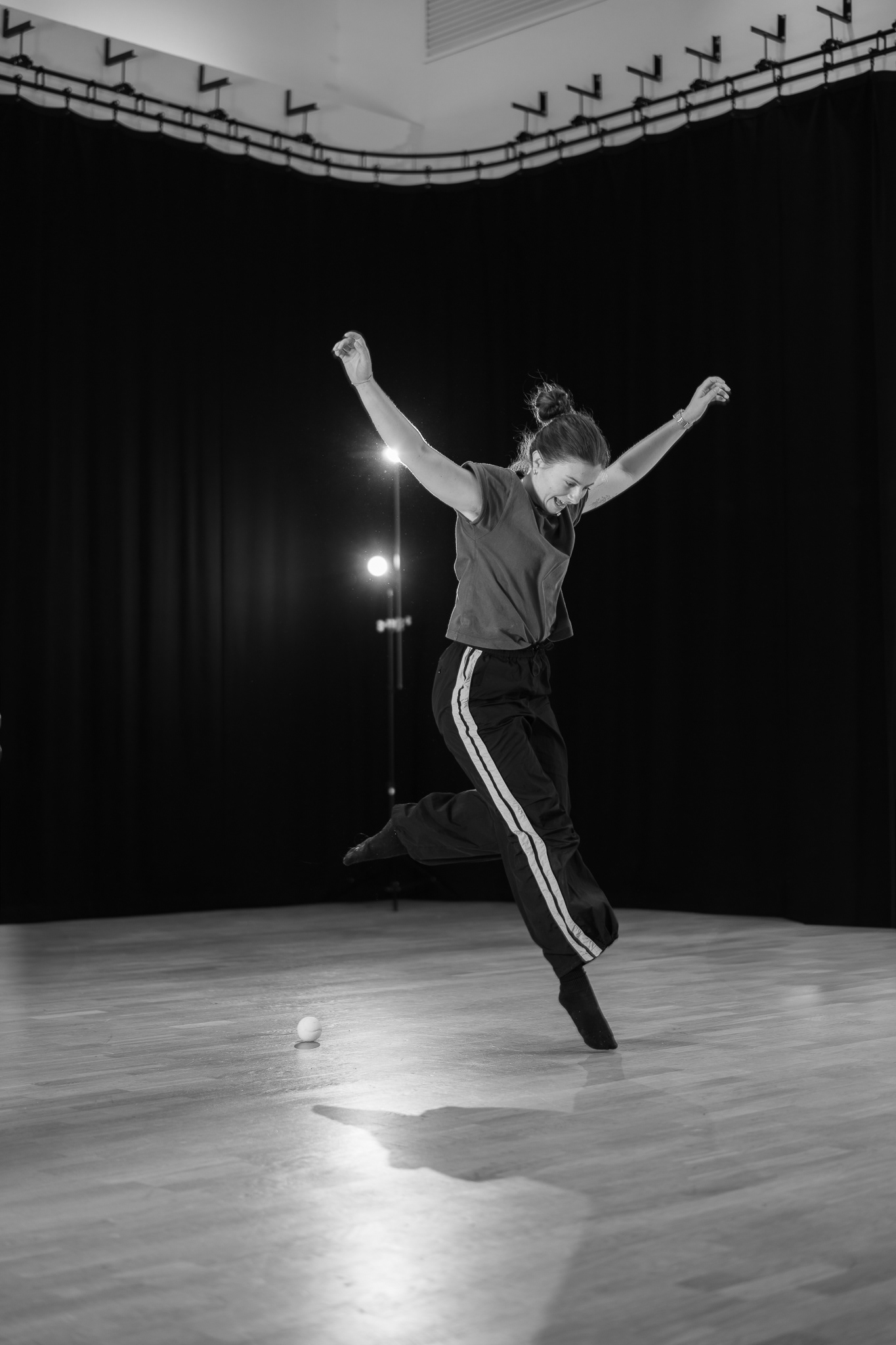 Dancer jumps in studio