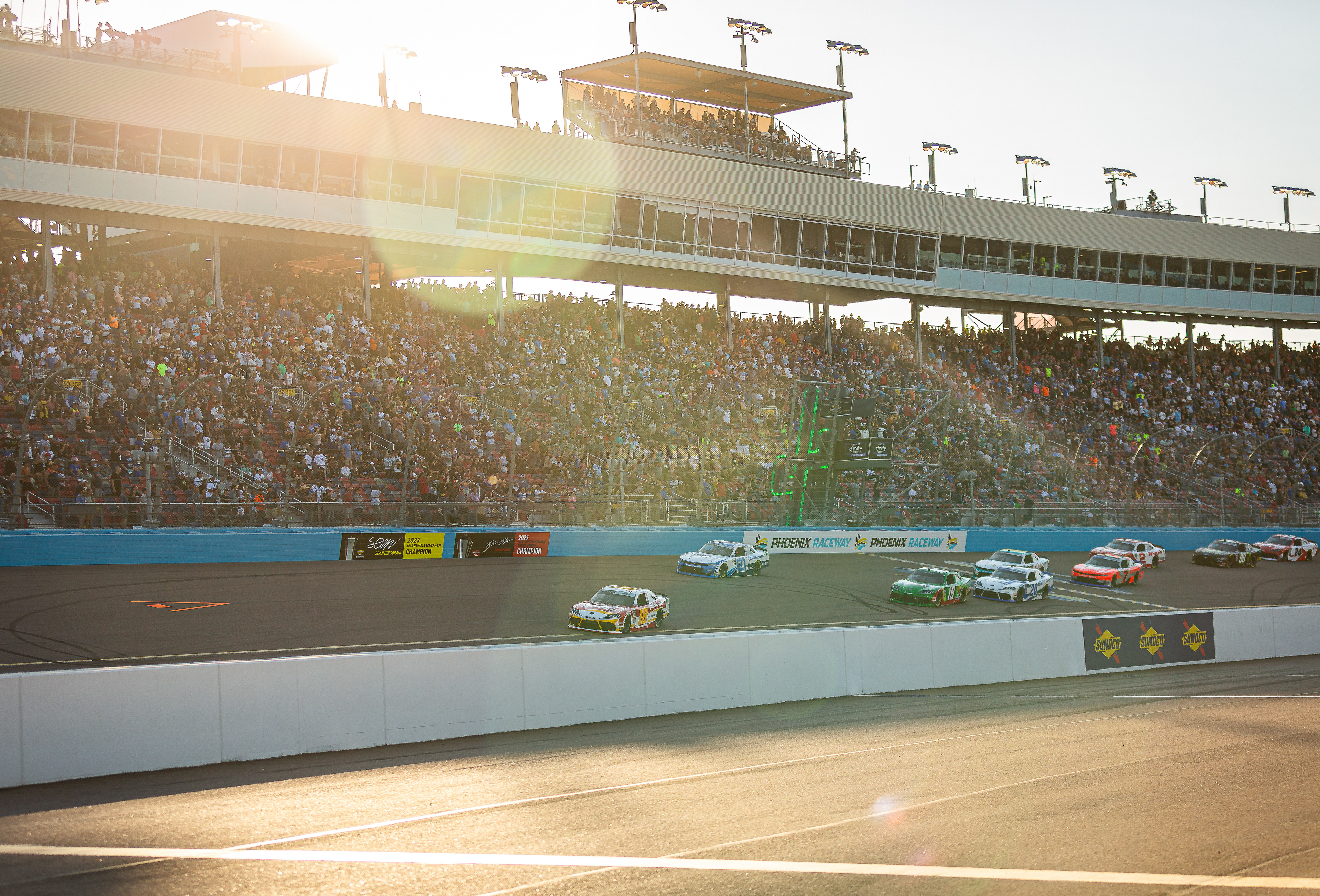 NASCAR Xfinity Series drivers race around Phoenix Raceway on Saturday, November 4, 2023 in Avondale, Arizona.