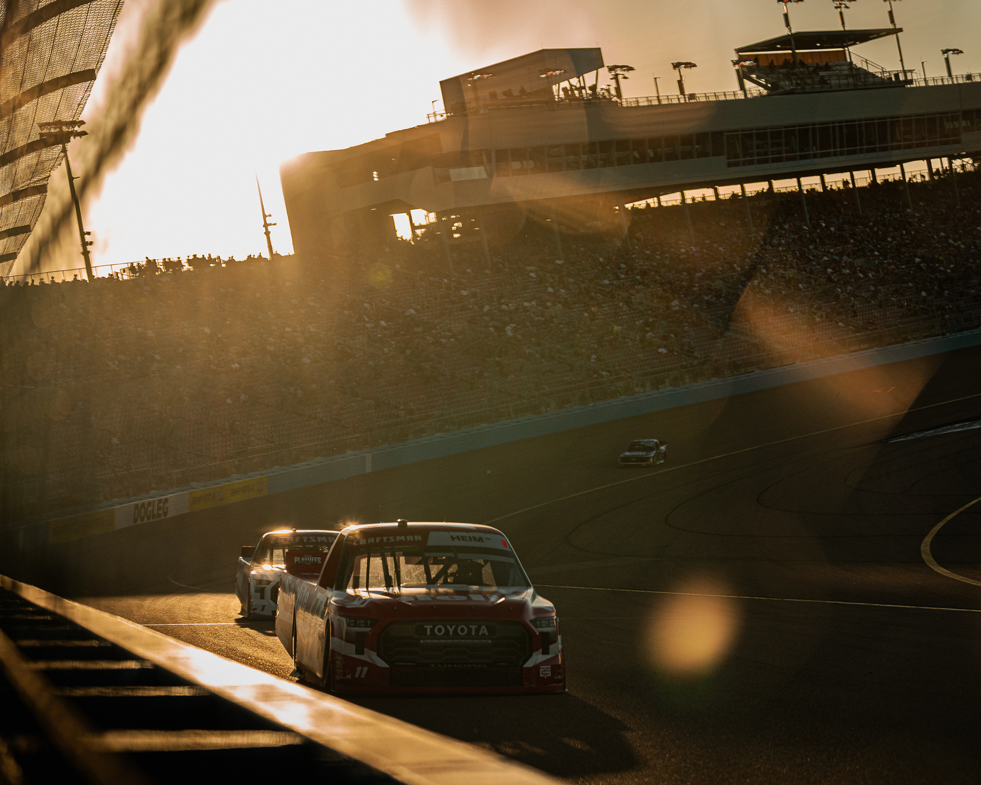 Corey Heim, Craftsman Truck Series driver, races around Phoenix Raceway during the 2025 Craftsman Truck Series Championship on Friday, October 21, 2025 in Avondale, Arizona.