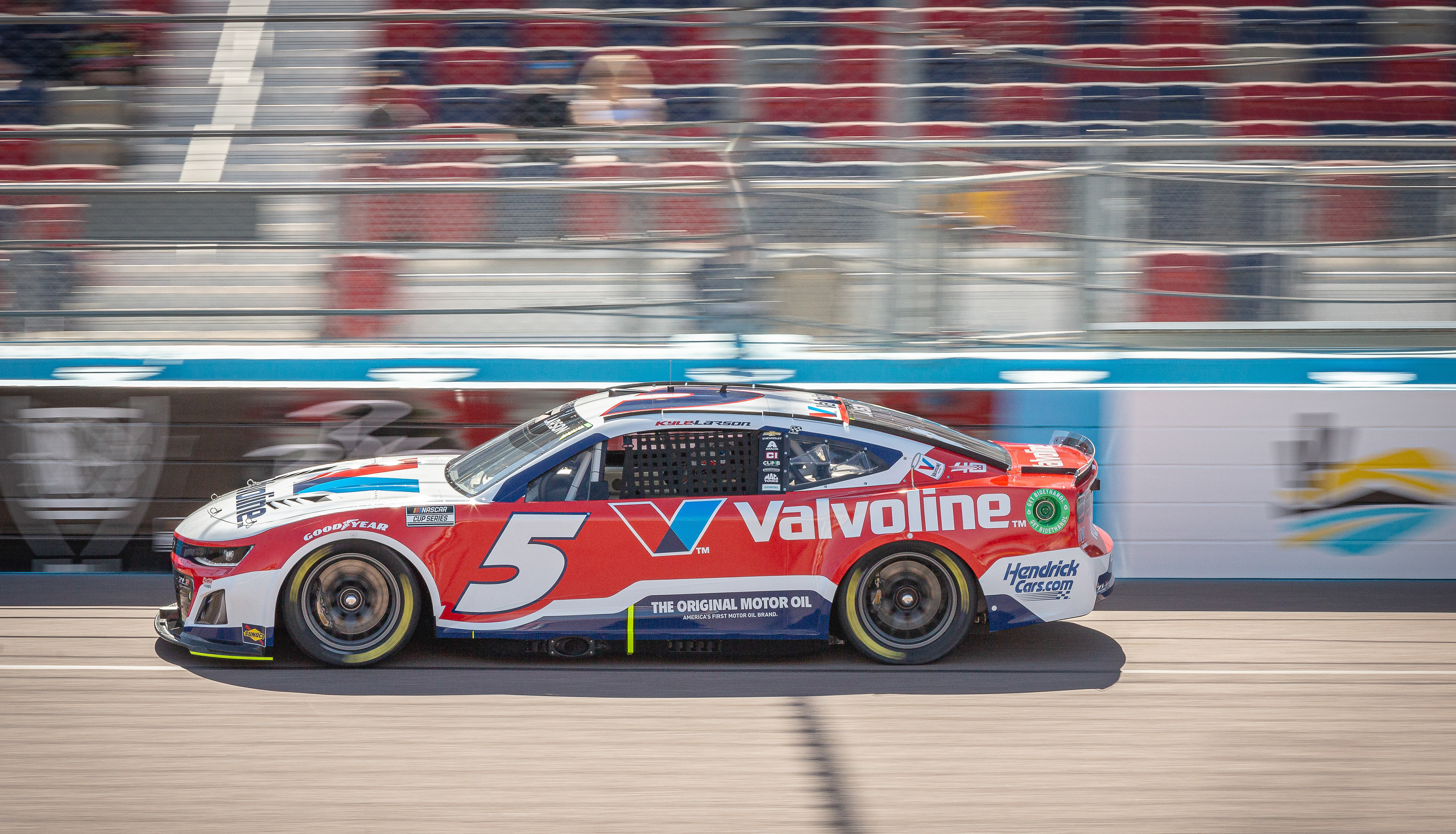 Kyle Larson, NASCAR Cup Series driver, takes a lap around Phoenix Raceway on Sunday, March 9, 2024 in Avondale, Arizona. 
