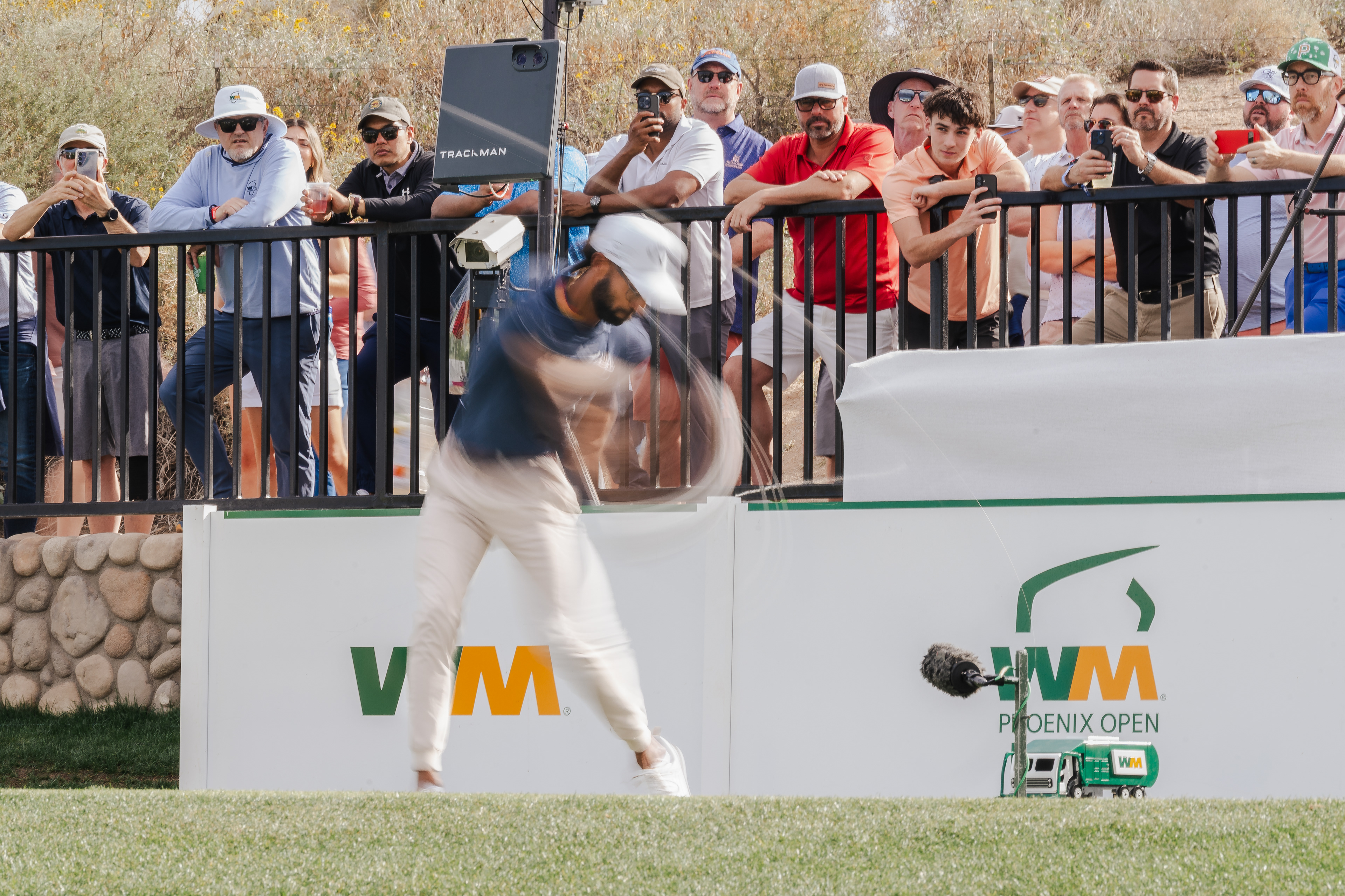 Akshay Bhatia tees off at the 18th hole during round one of the Waste Management Phoenix Open at TPC Scottsdale on Thursday, February 5, 2026 in Scottsdale, Arizona.