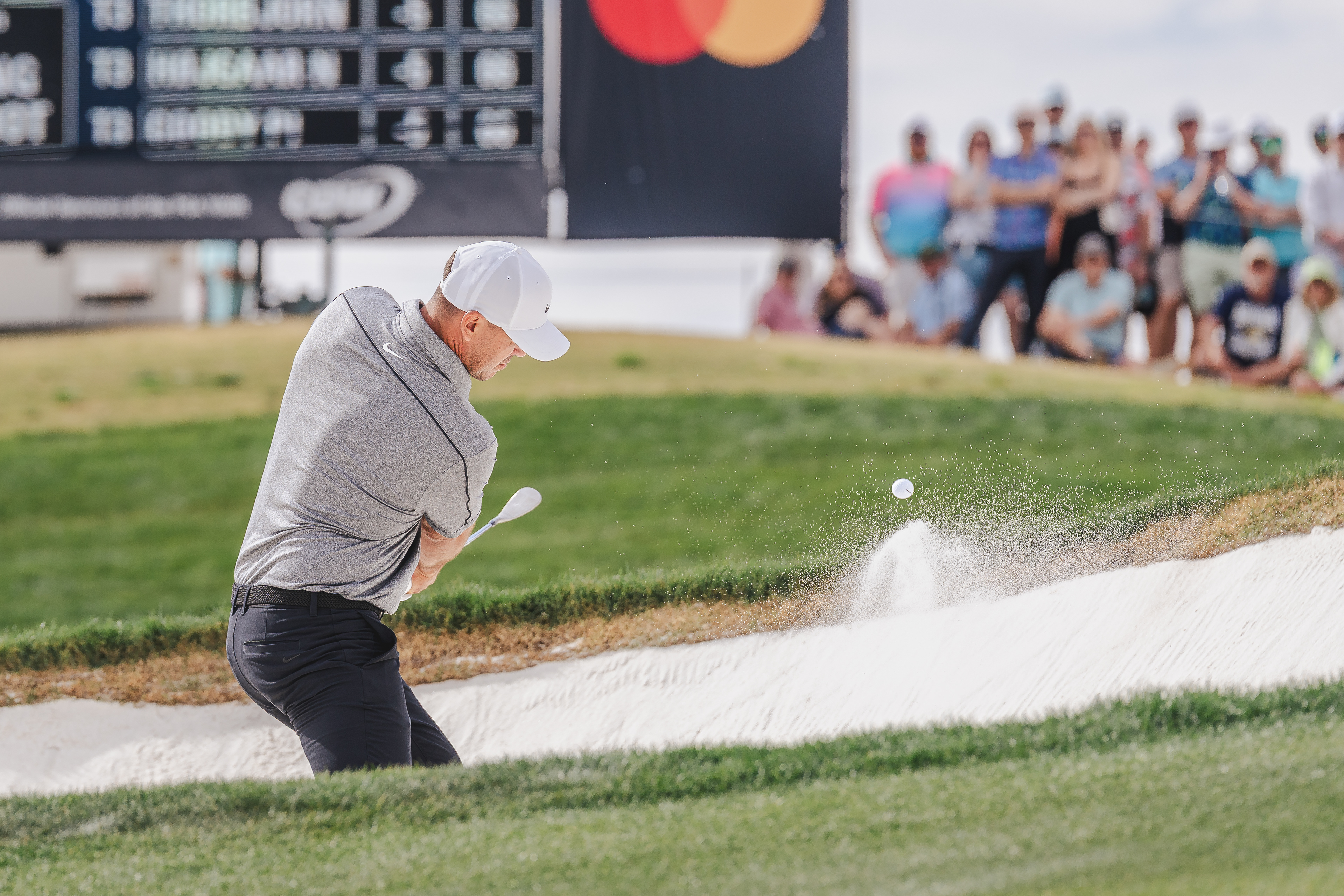 Brooks Koepka hits a shot from the bunker of the 4th hole during round one of the Waste Management Phoenix Open at TPC Scottsdale on Thursday, February 5, 2026 in Scottsdale, Arizona.