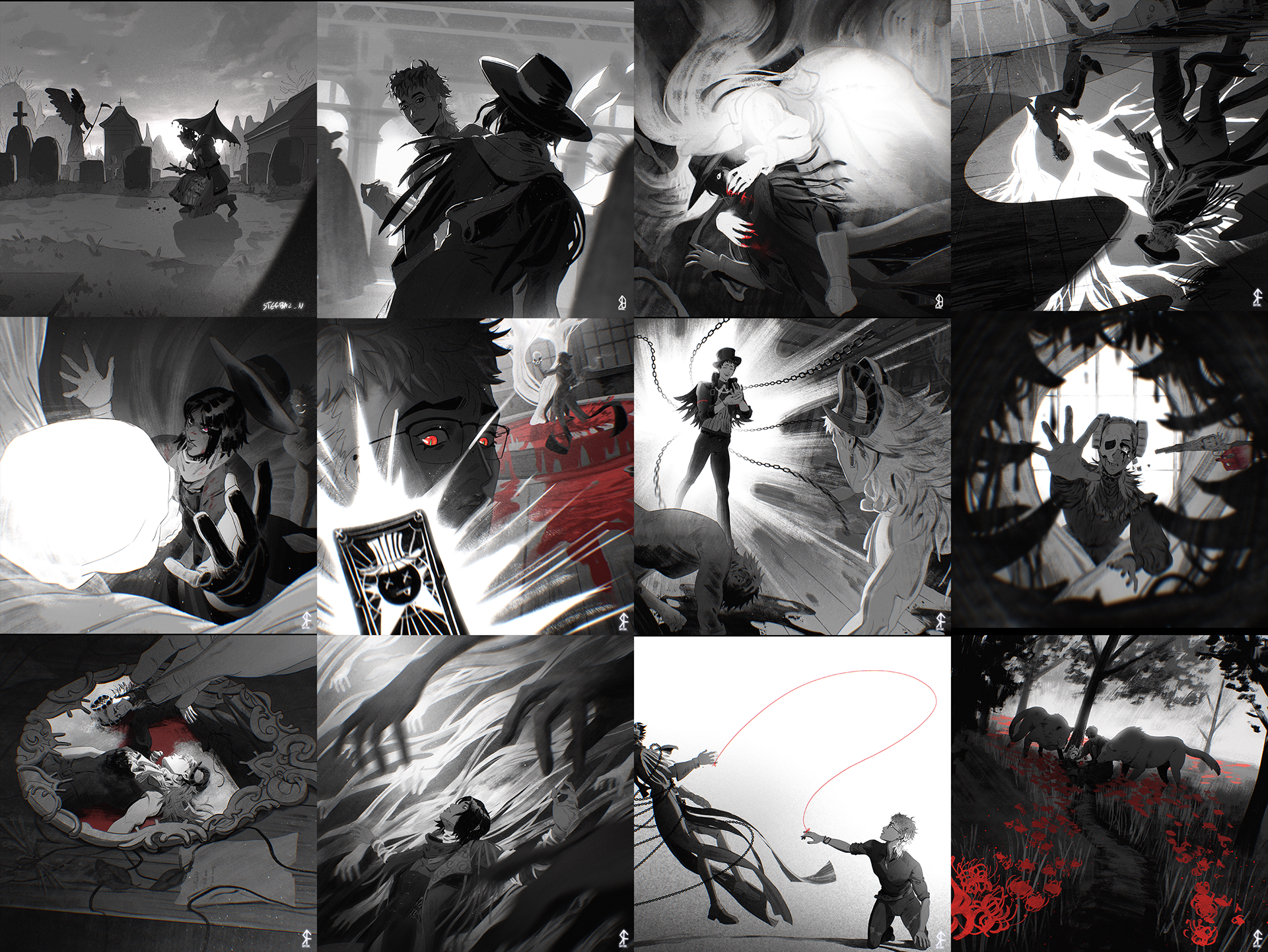 Narrative Sketches for personal project Dearly Departed
