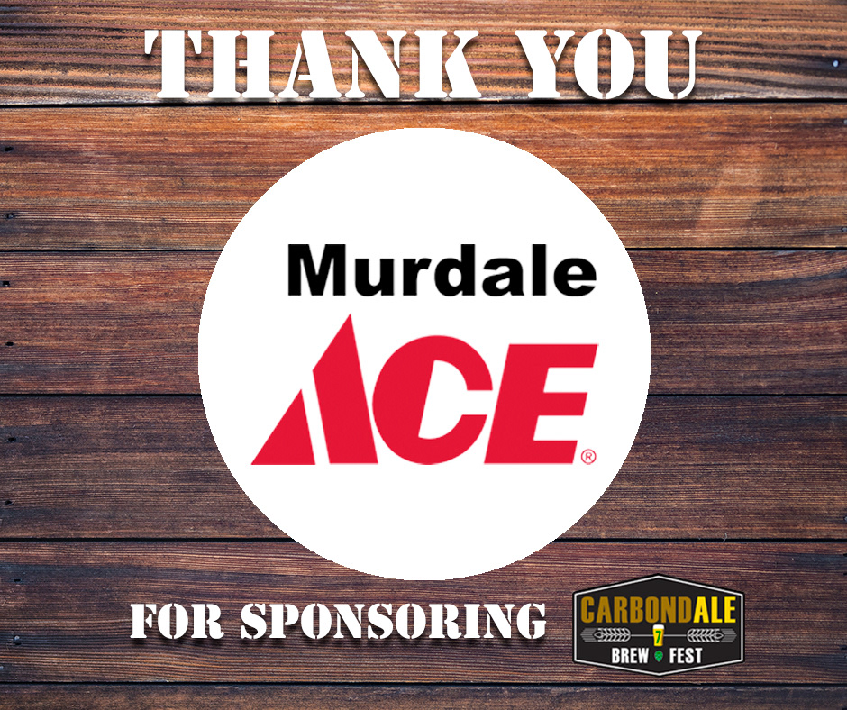 A graphic to thank Murdale Ace Hardware as a sponsor of CarbondALE Brew Fest.