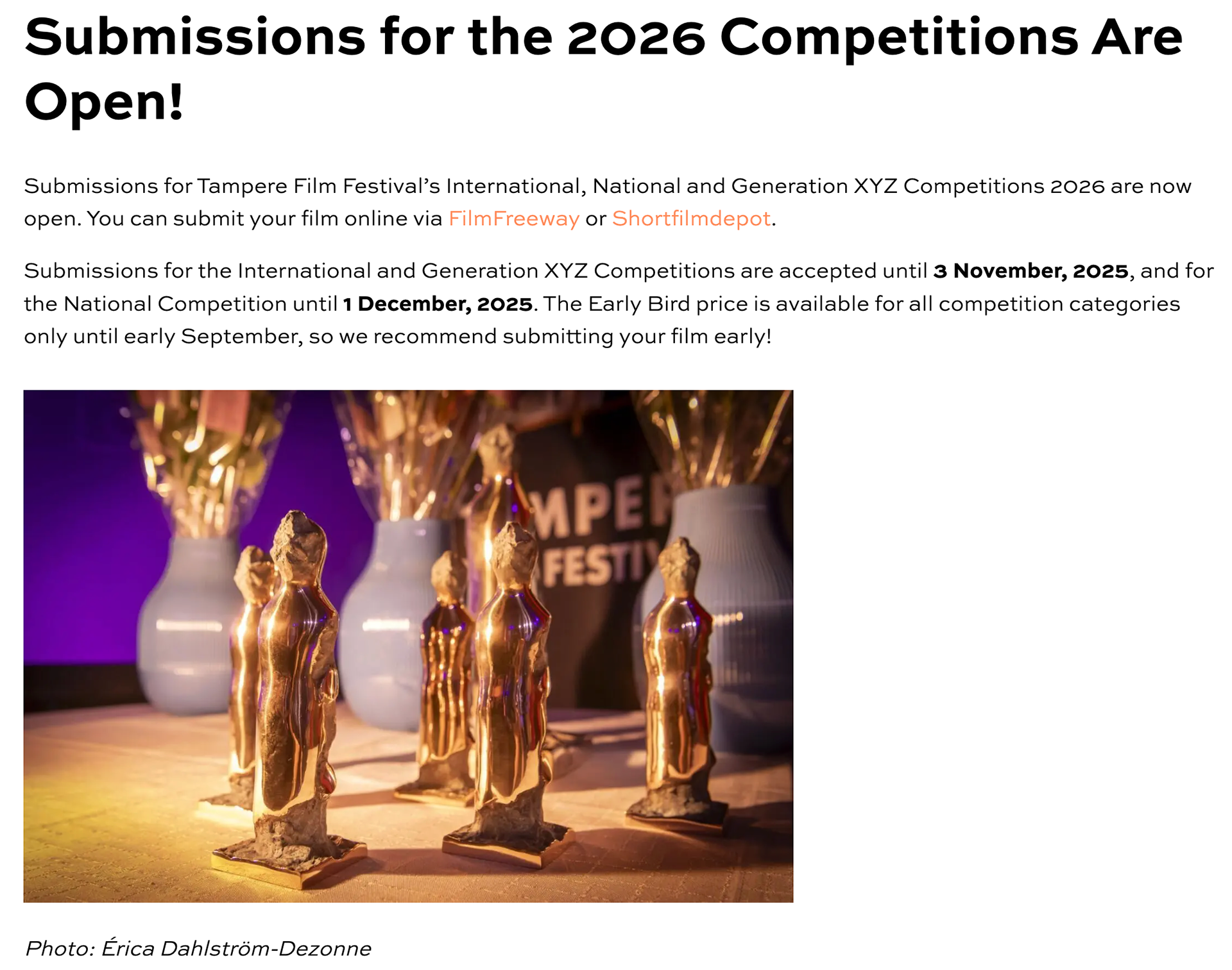 Tampere Film Festival (FI), May 2025