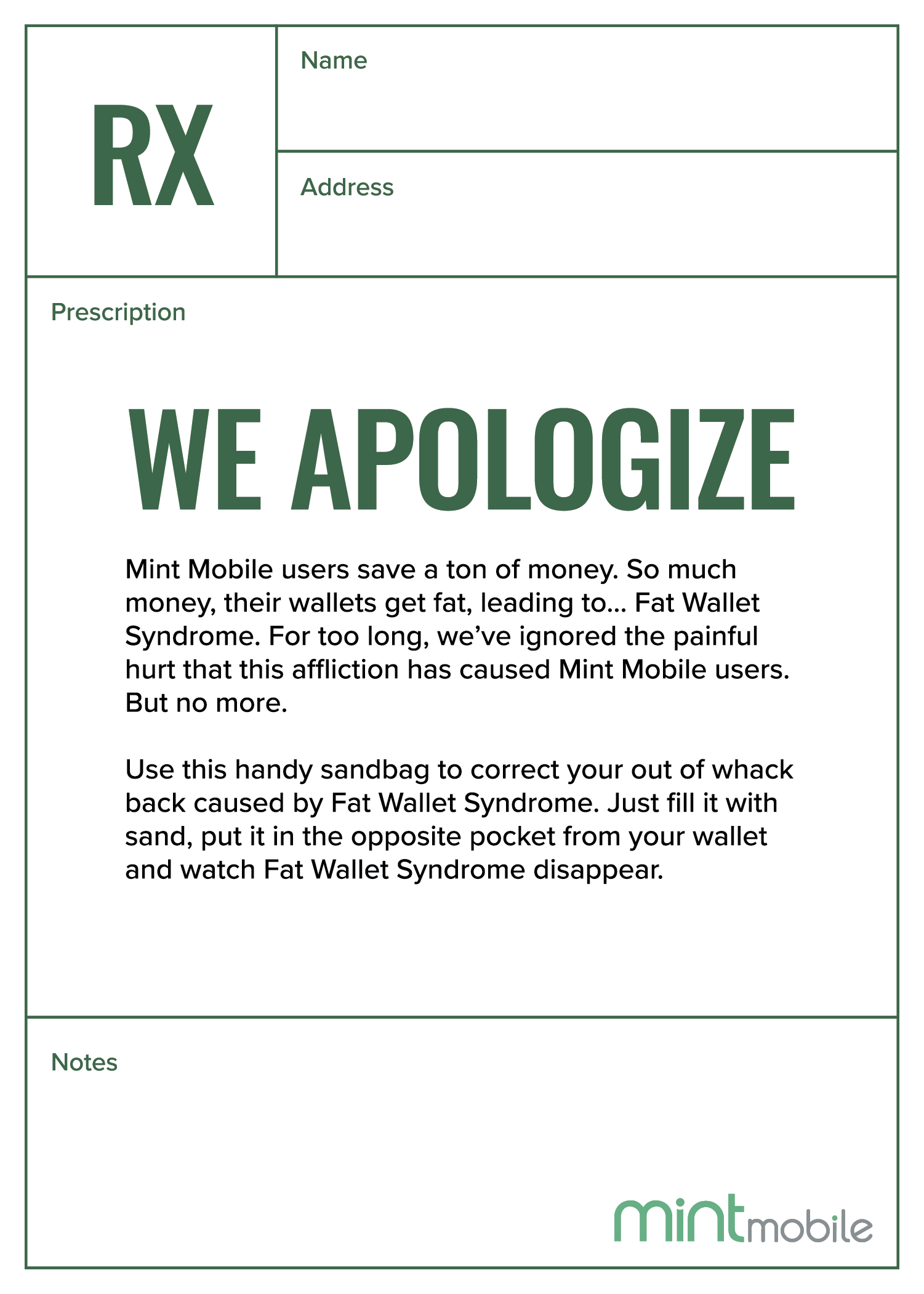 Fat Wallet Mailer Insert