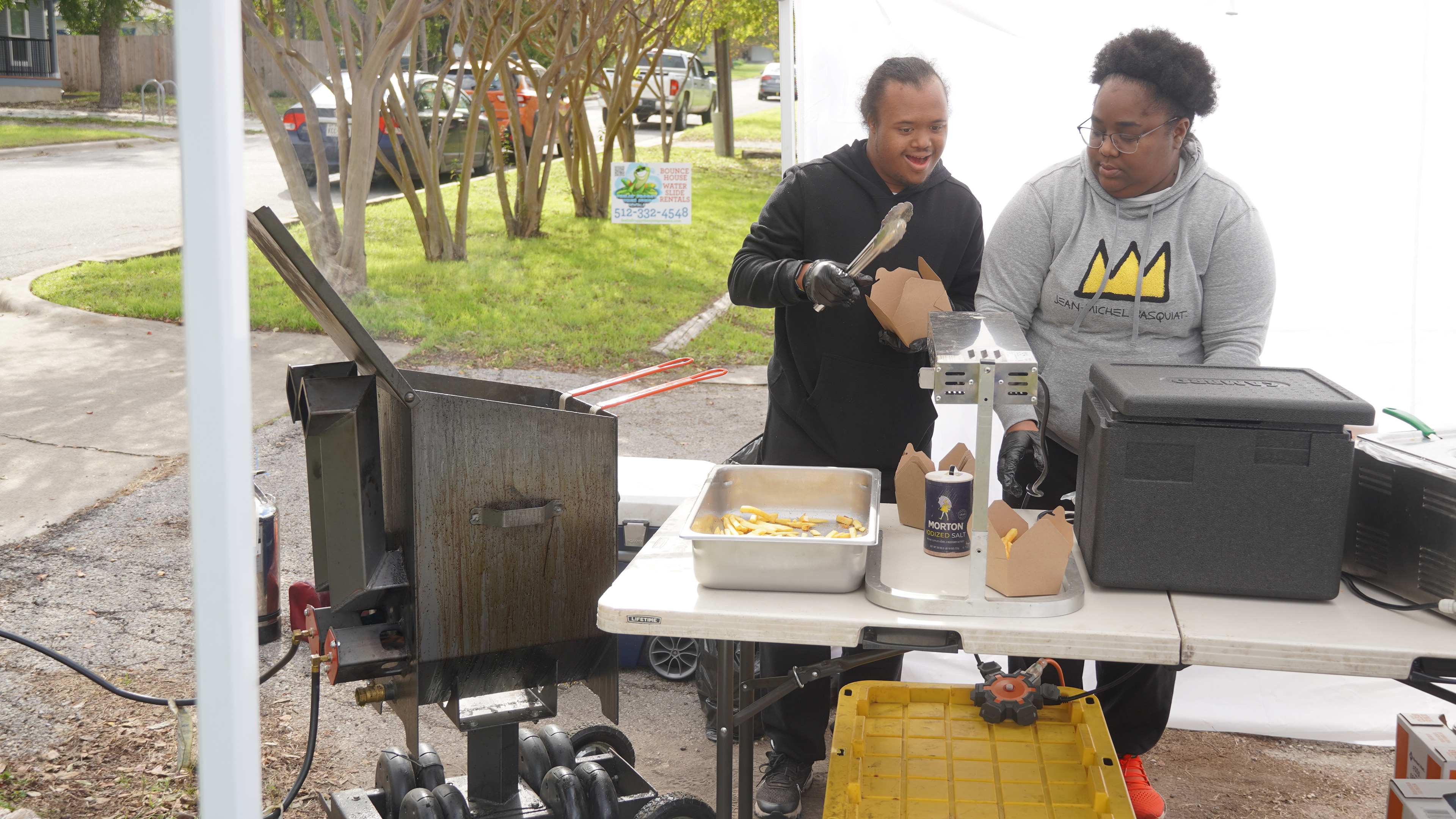 A family owned Fry restaurant with so many sauces. 