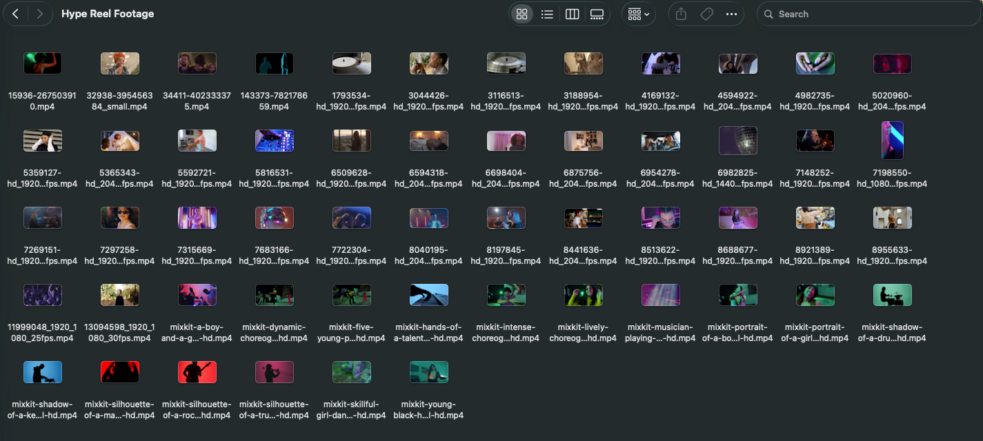 Folder of compiled stock footage