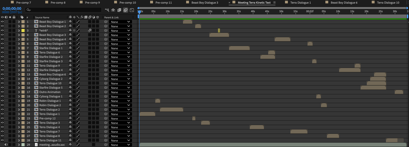 After Effects project timeline
