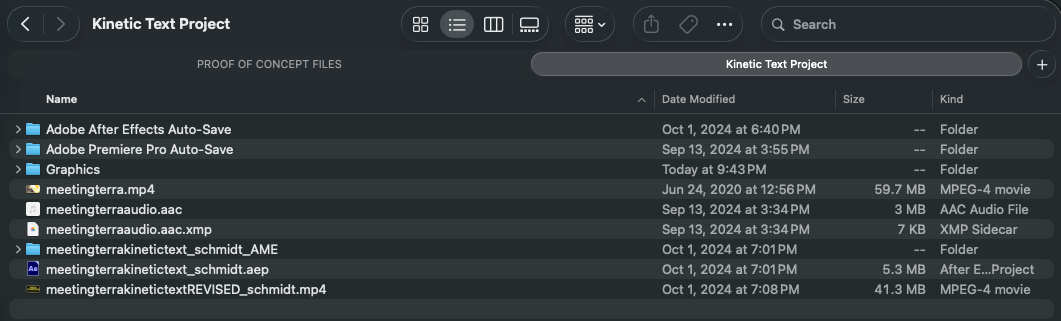 Folder of project files