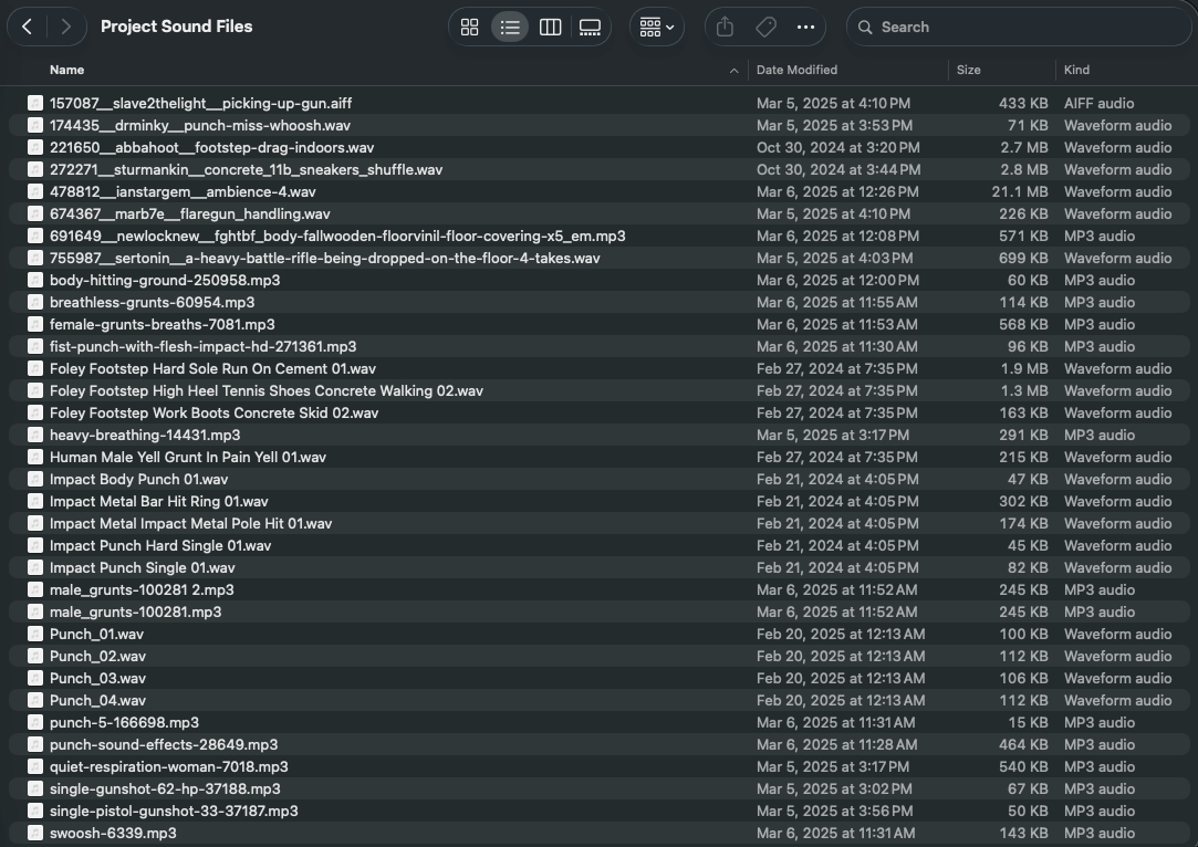 Folder of project's sound files
