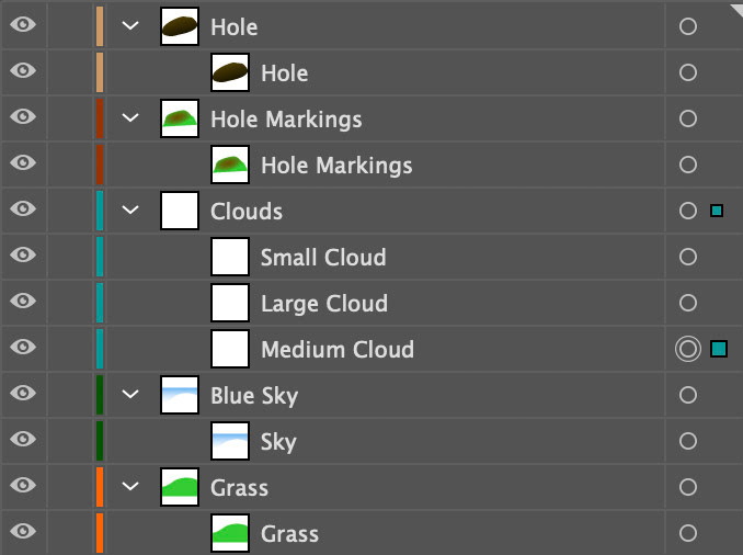 Hole scene Illustrator layers