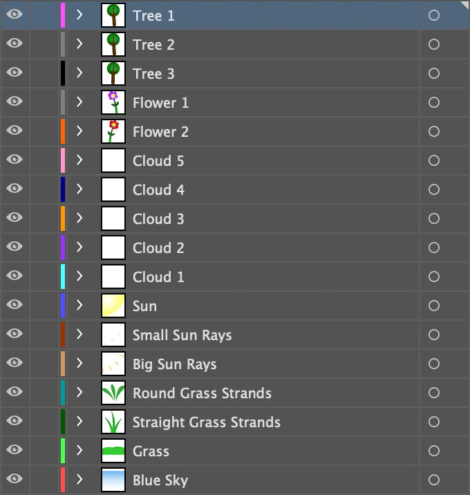 Title scene Illustrator layers