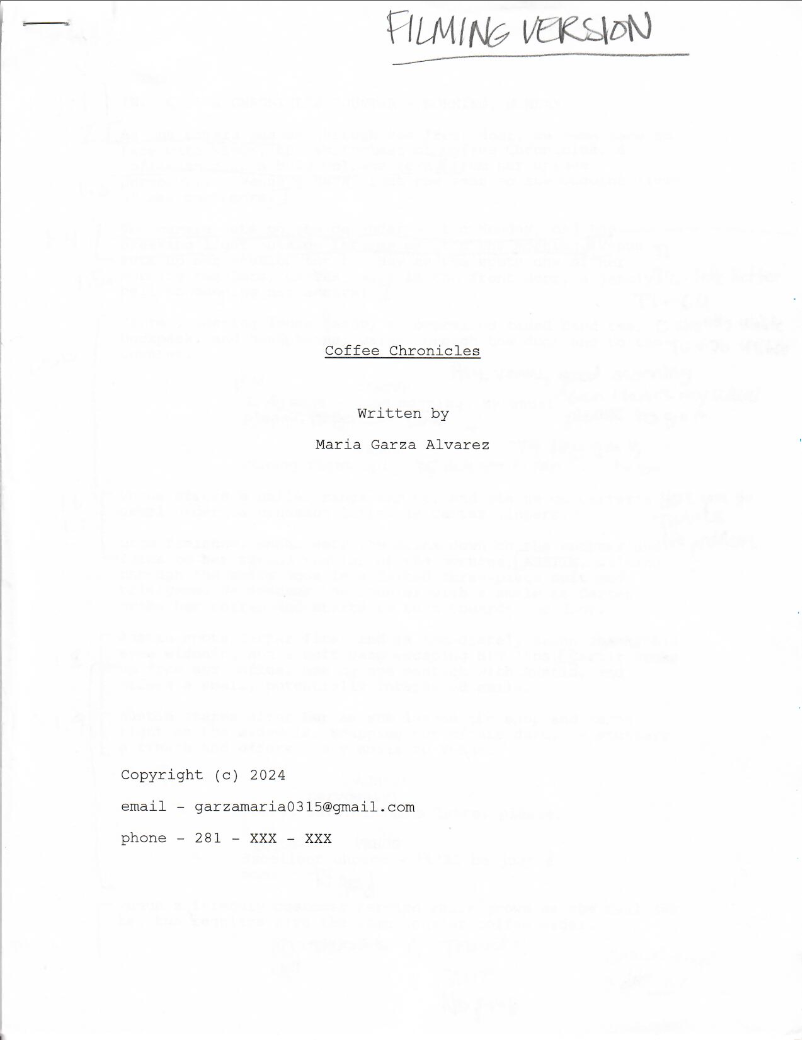 Filming script cover