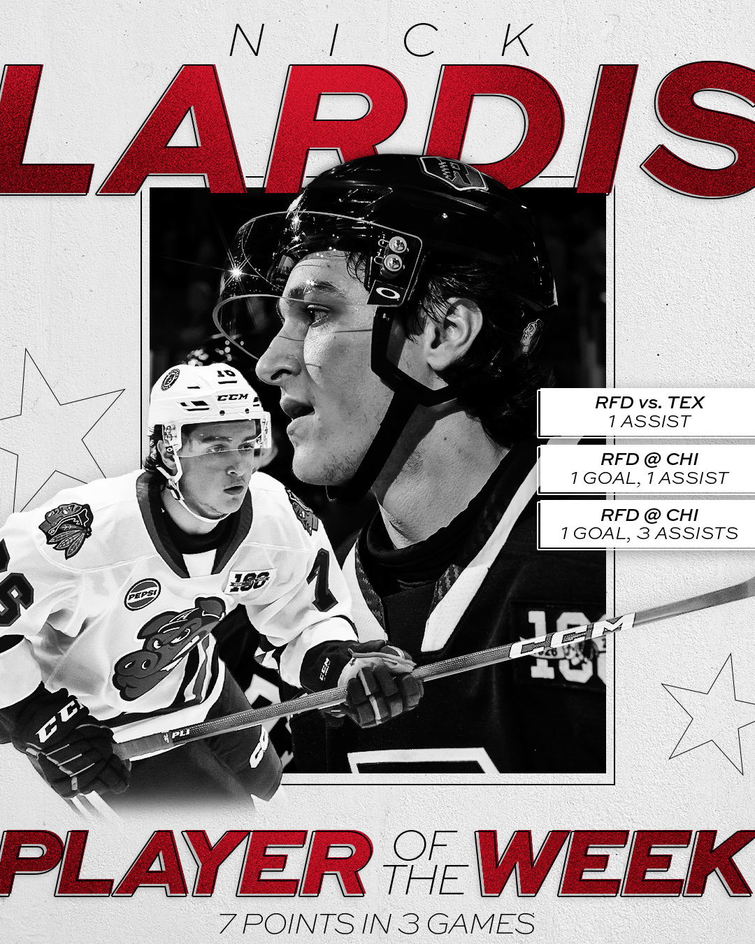 2025-26 AHL Player of the Week Graphic - Nick Lardis