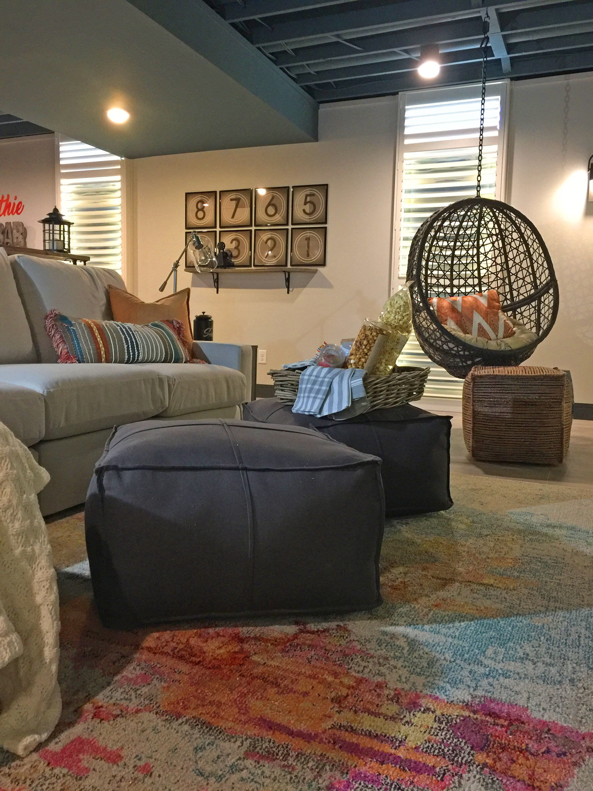 Comfy Seating with Wicker Hanging Chair