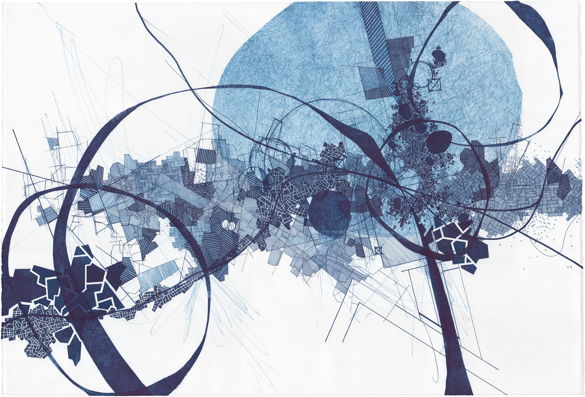 AVEX2, 2015 Ink on paper 30" x 44" (76cm x 1.1m) Commissioned by MTA Arts & Design