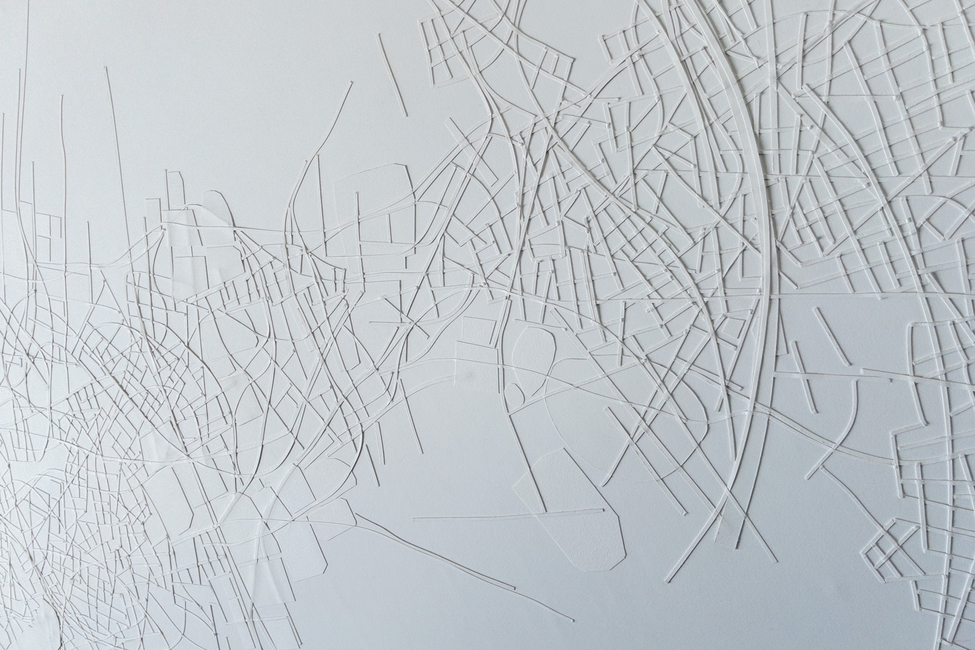Detail of 2021101101, 2021 Paper and acid free adhesive on paper mounted on wood panel 48" x 52" x 2" (121.92cm x 132.08cm x 5.08)