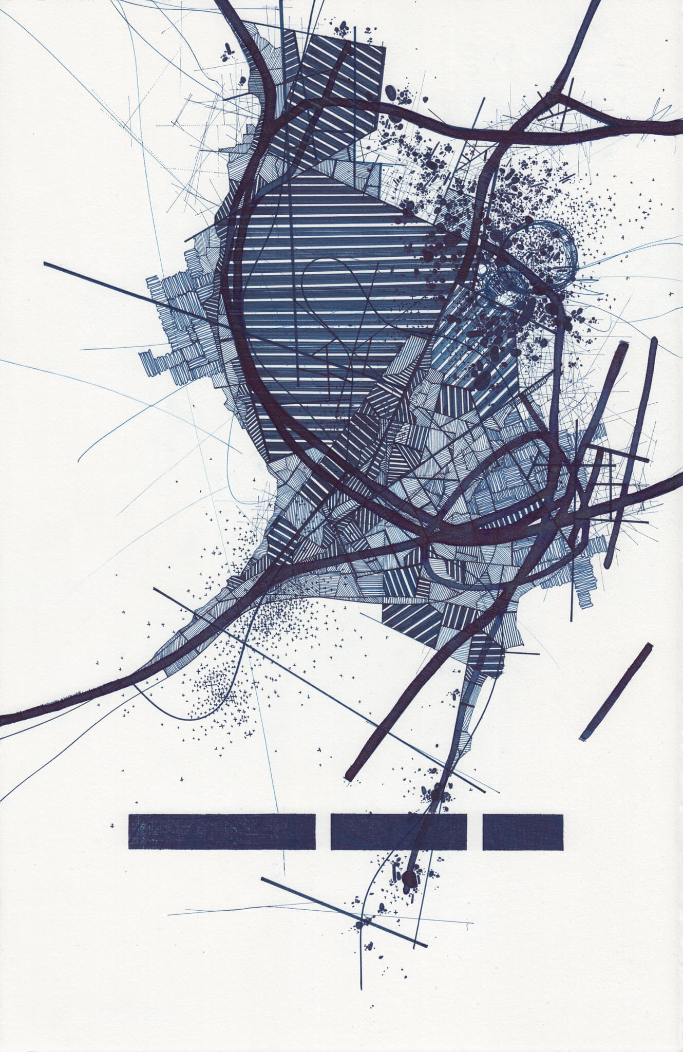 Derek Lerner, Asvirus 71, 2016 Ink on paper 20 x 13 in (51cm x 33cm)