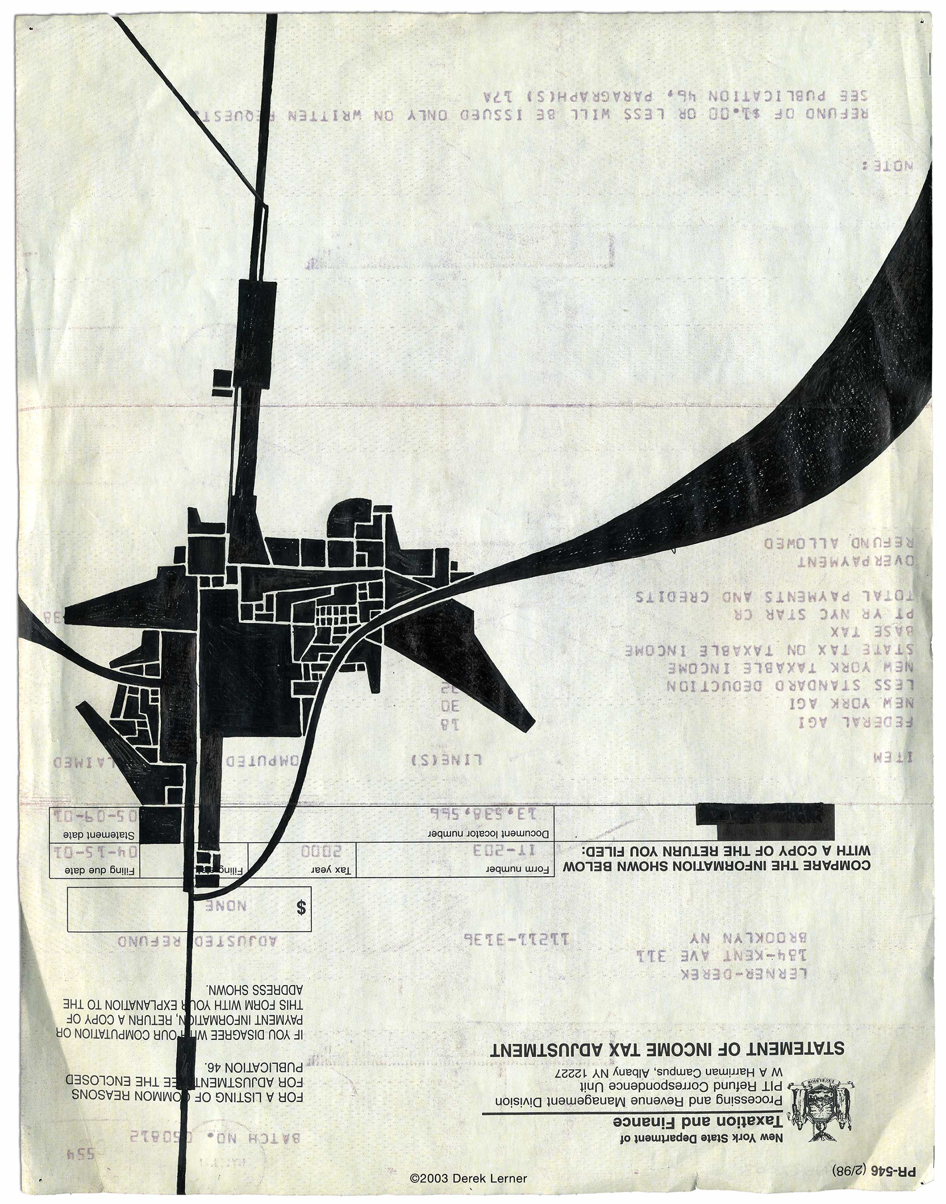 Document 32, Derek Lerner 2003 Ink on found paper 11” x 8.5” (27.94cm x 21.59cm)