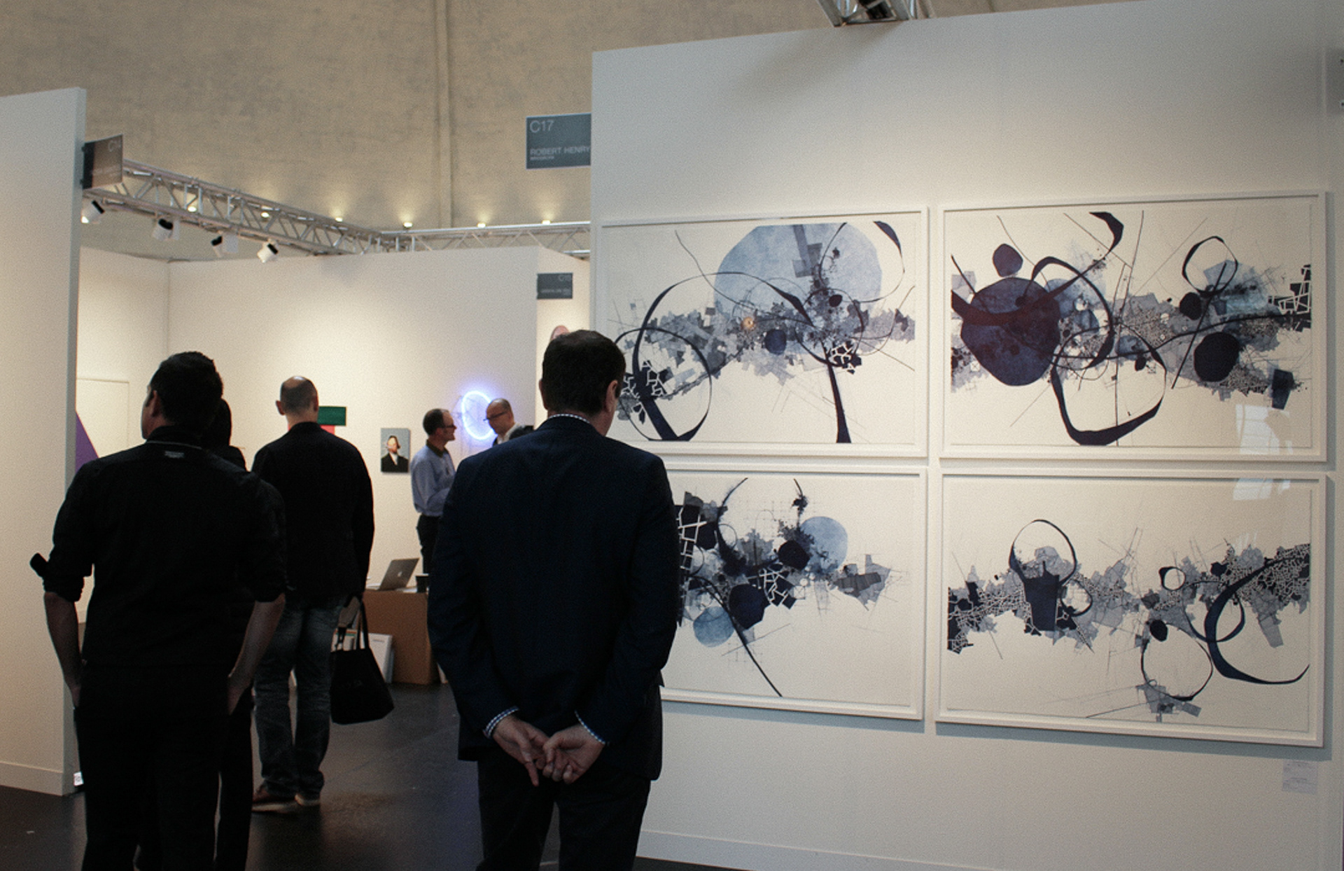 AVEX2 - AVEX6, AVEX5, & AVEX4 (from left to right & top to bottom), all 2015 Ink on paper 30" x 44" (76cm x 1.1m) Commissioned by MTA Arts & Design. Exhibited 2016 at VOLTA 12 in Basel Switzerland by Robert Henry Contemporary.