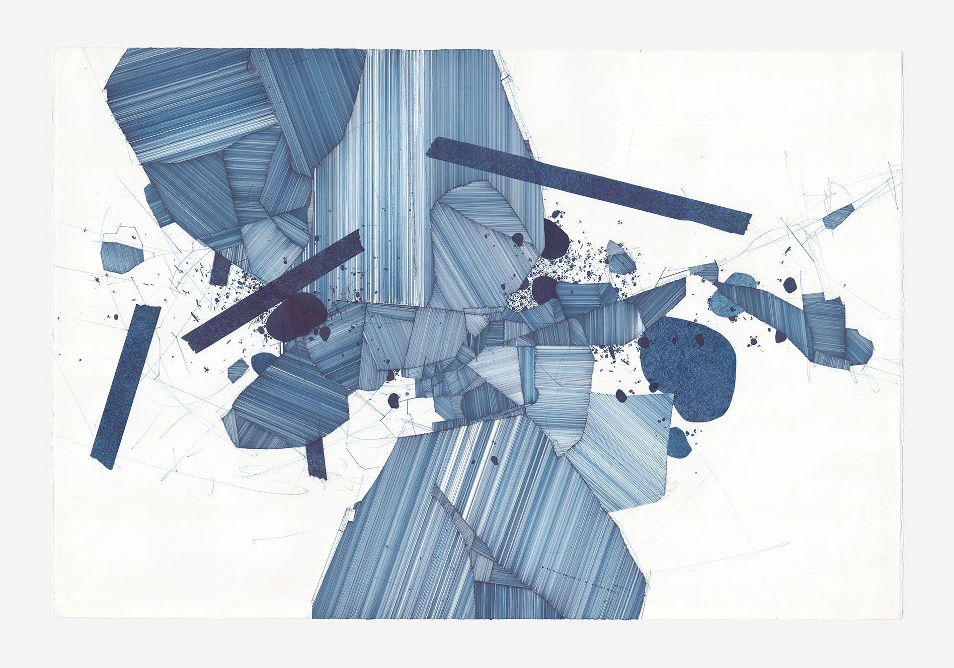 Asvirus 148 drawing by Derek Lerner, 2024 Ink on paper, 30” x 44” (76.2cm x 111.76cm)