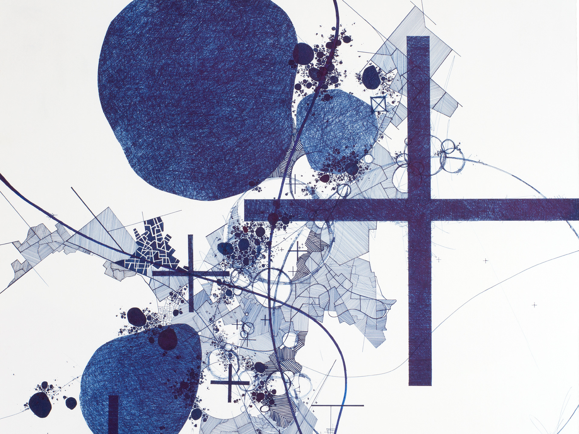 Derek Lerner, Detail of Asvirus 57, 2015 Ink on paper 44" x 30" (1.1m x 76cm