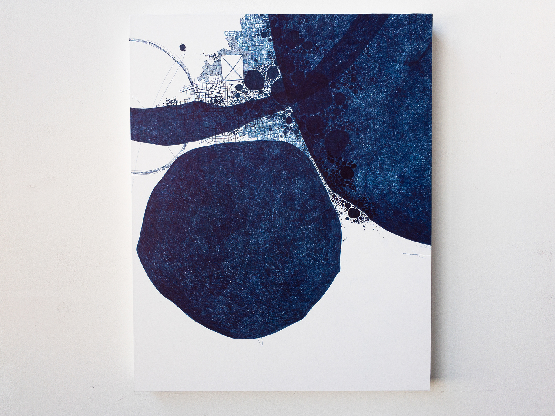 Derek Lerner, Asvirus 92, 2017 Ink on paper on wood panel 20 x 16 x 1 5/8 inches (50.8 x 40.64 x 4 cm)