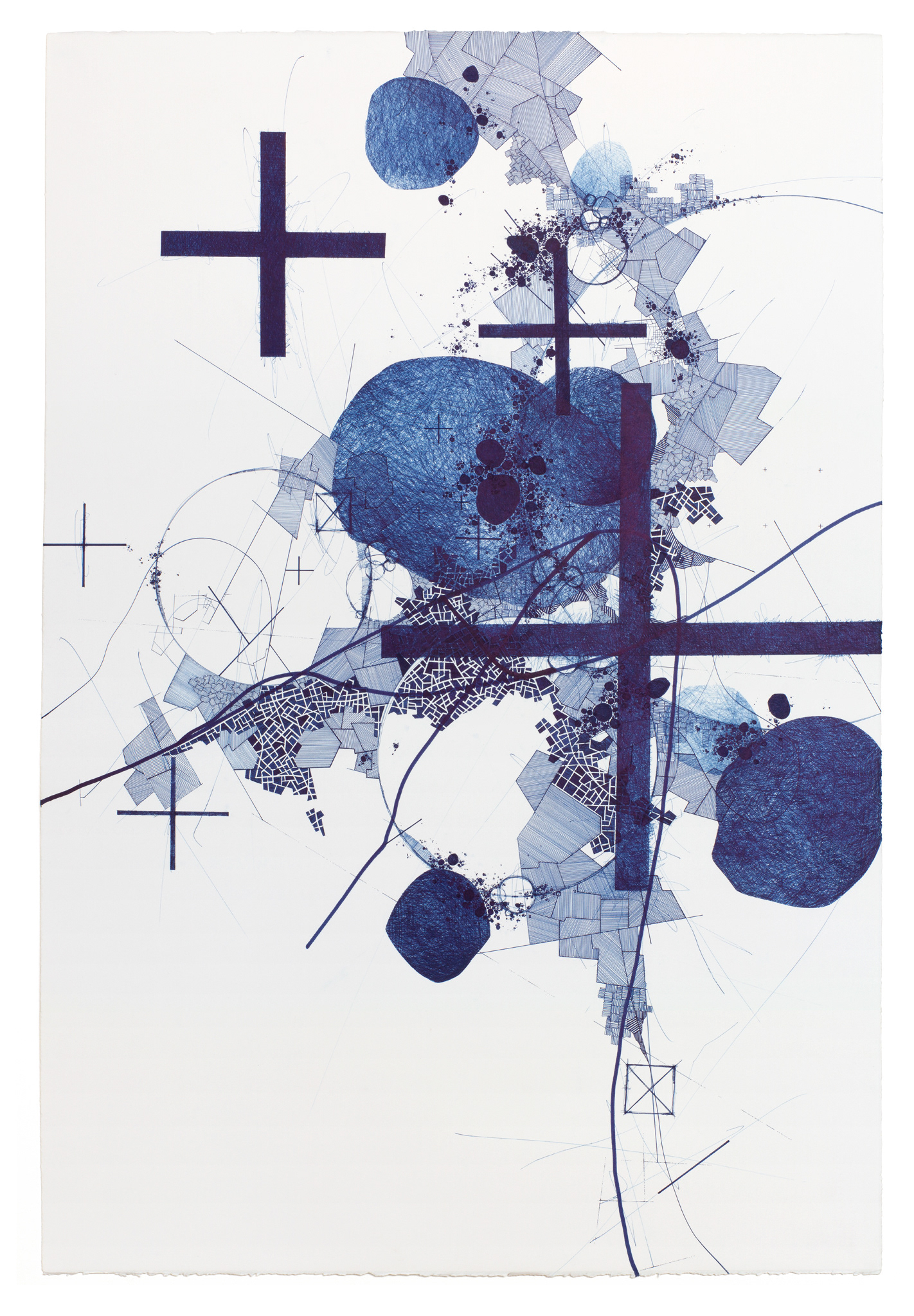 Derek Lerner, Reviewing frame for Asvirus 58, 2015 Ink on paper 44" x 30" (1.1m x 76cm)