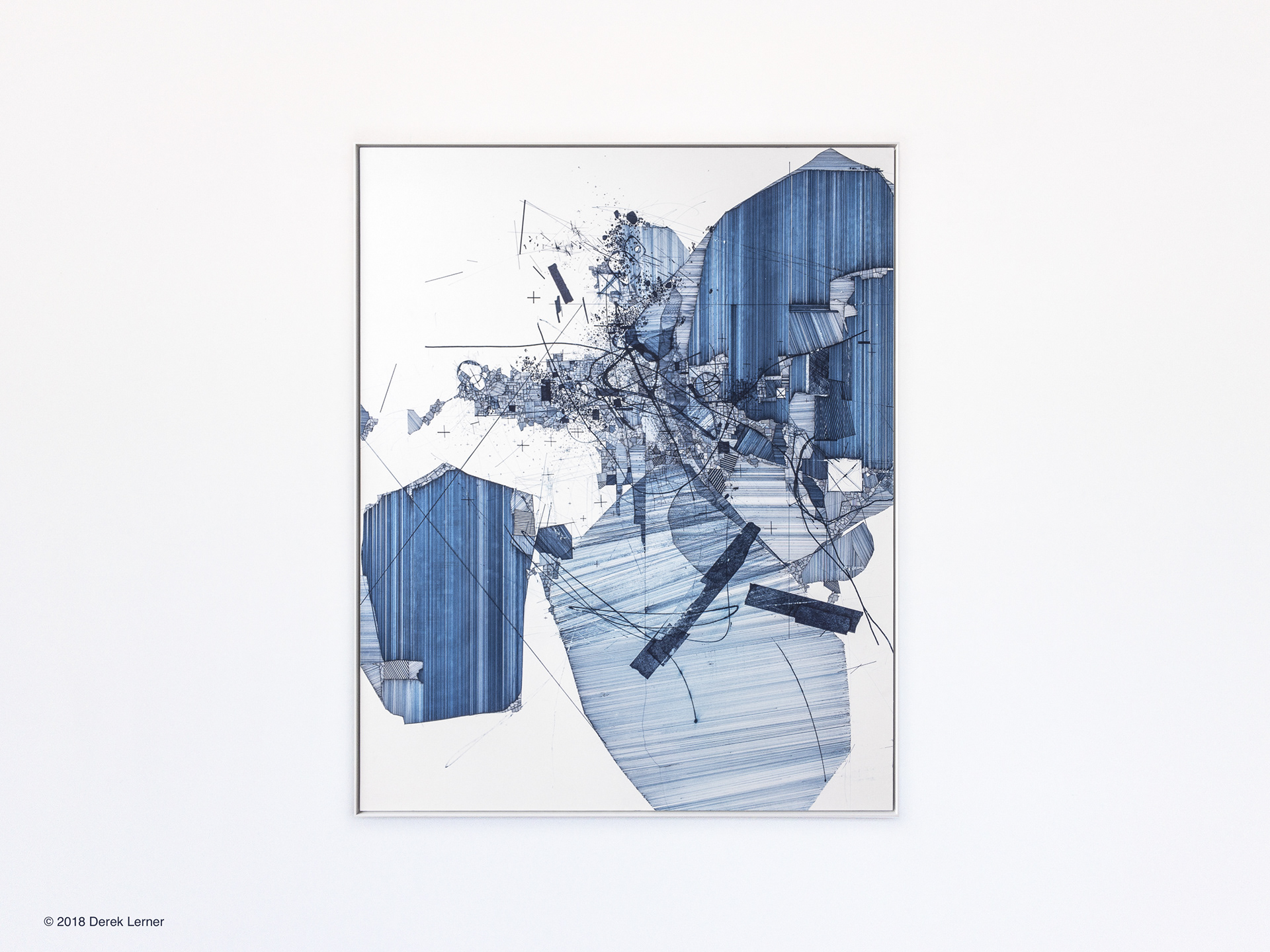 Asvirus 95, Derek Lerner 2018 Ink on paper on aluminum honeycomb panel 60 x 47.5 x 1/2 inches (1.5m x 1.2065m x 1.27cm)