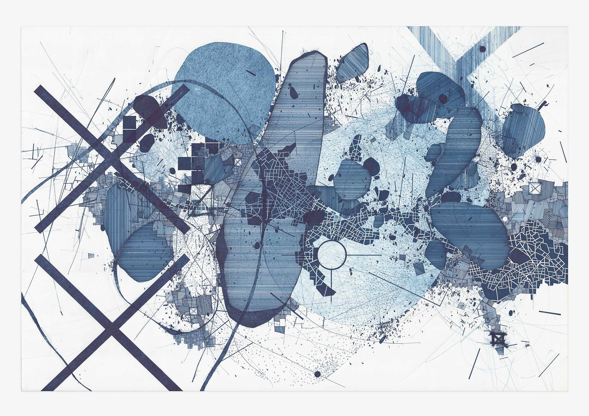 Asvirus 143 by Derek Lerner, 2022 Ink on paper 42" x 63" (107cm x 160cm)